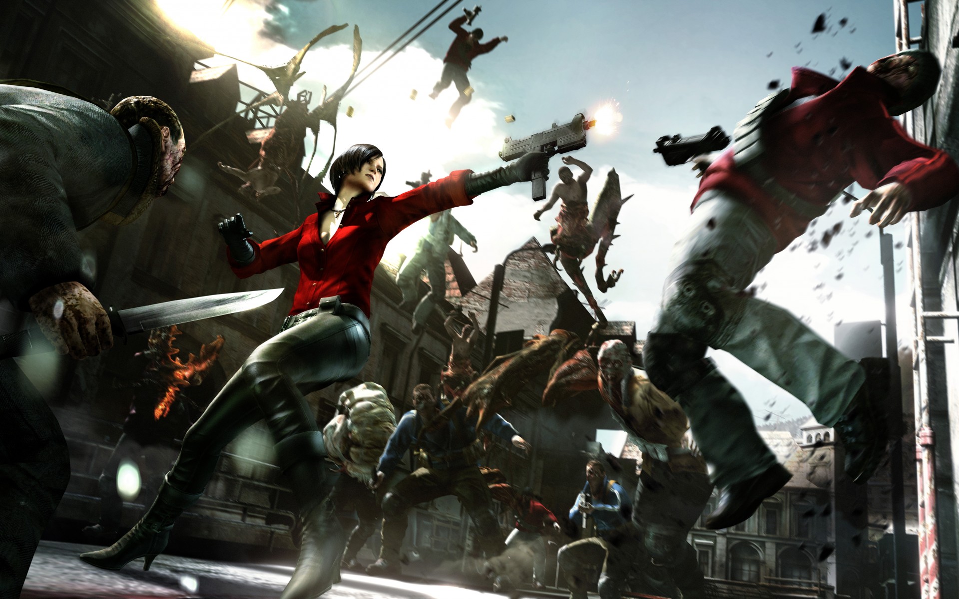 Ada Wong fighting zombies in Resident Evil HD Wallpaper