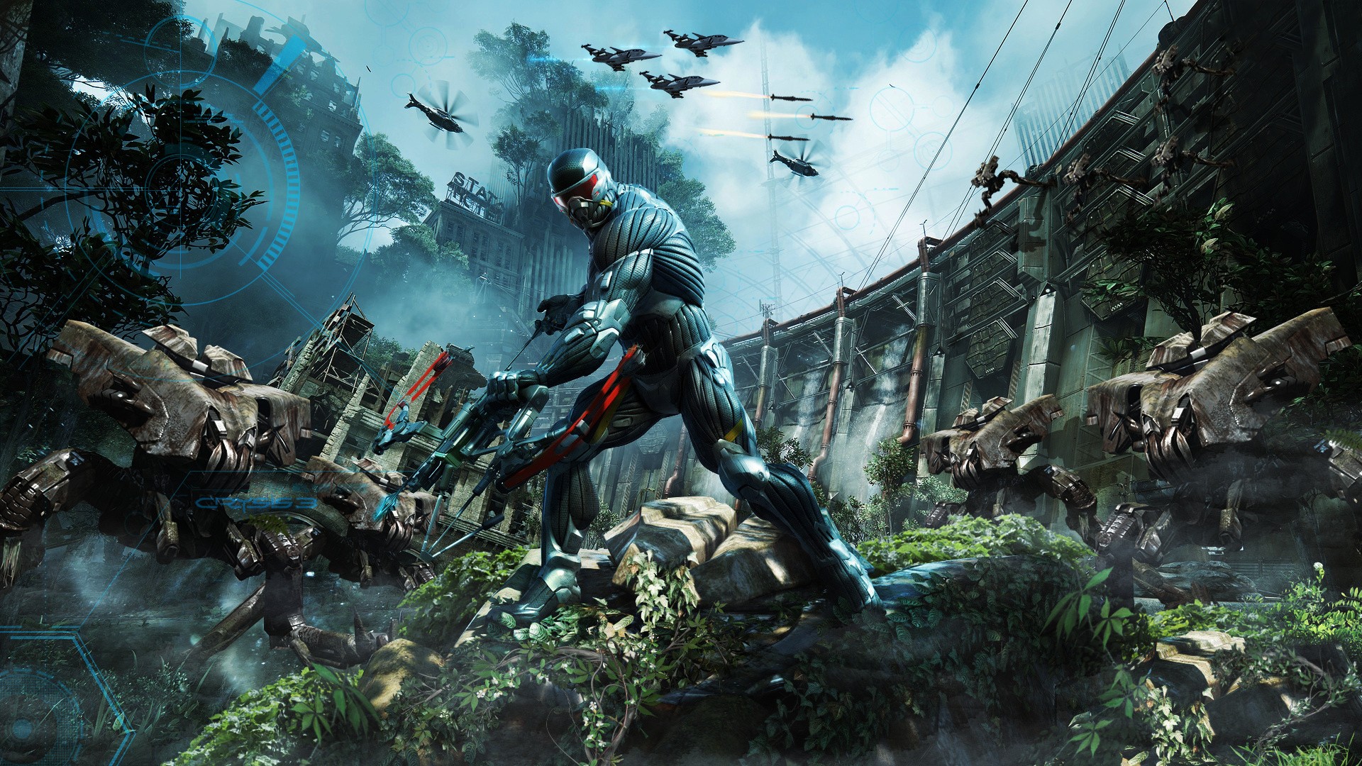 Prophet from Crysis 3 in jungle ruins HD Wallpaper