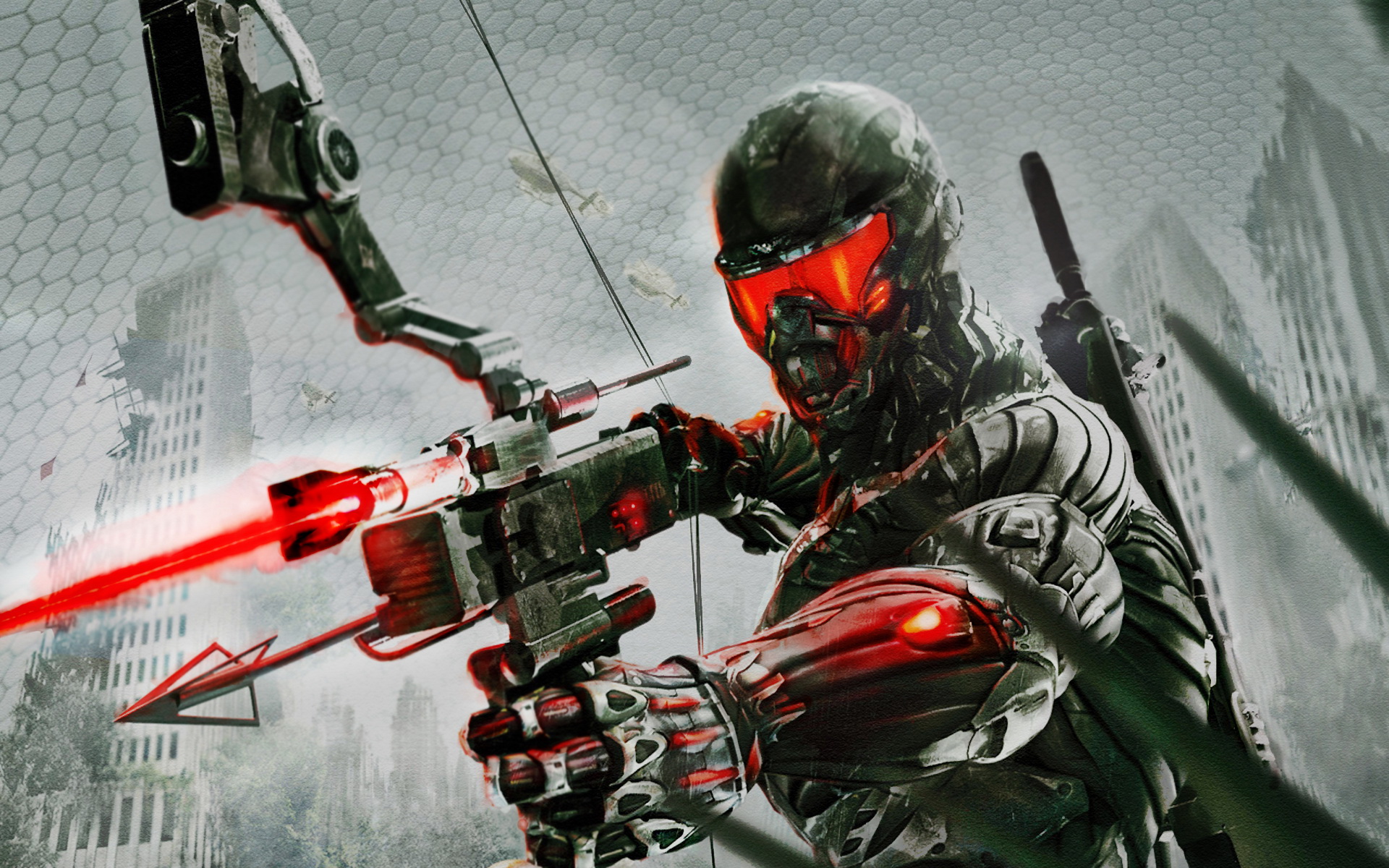 Prophet from Crysis with a bow and arrow HD Wallpaper