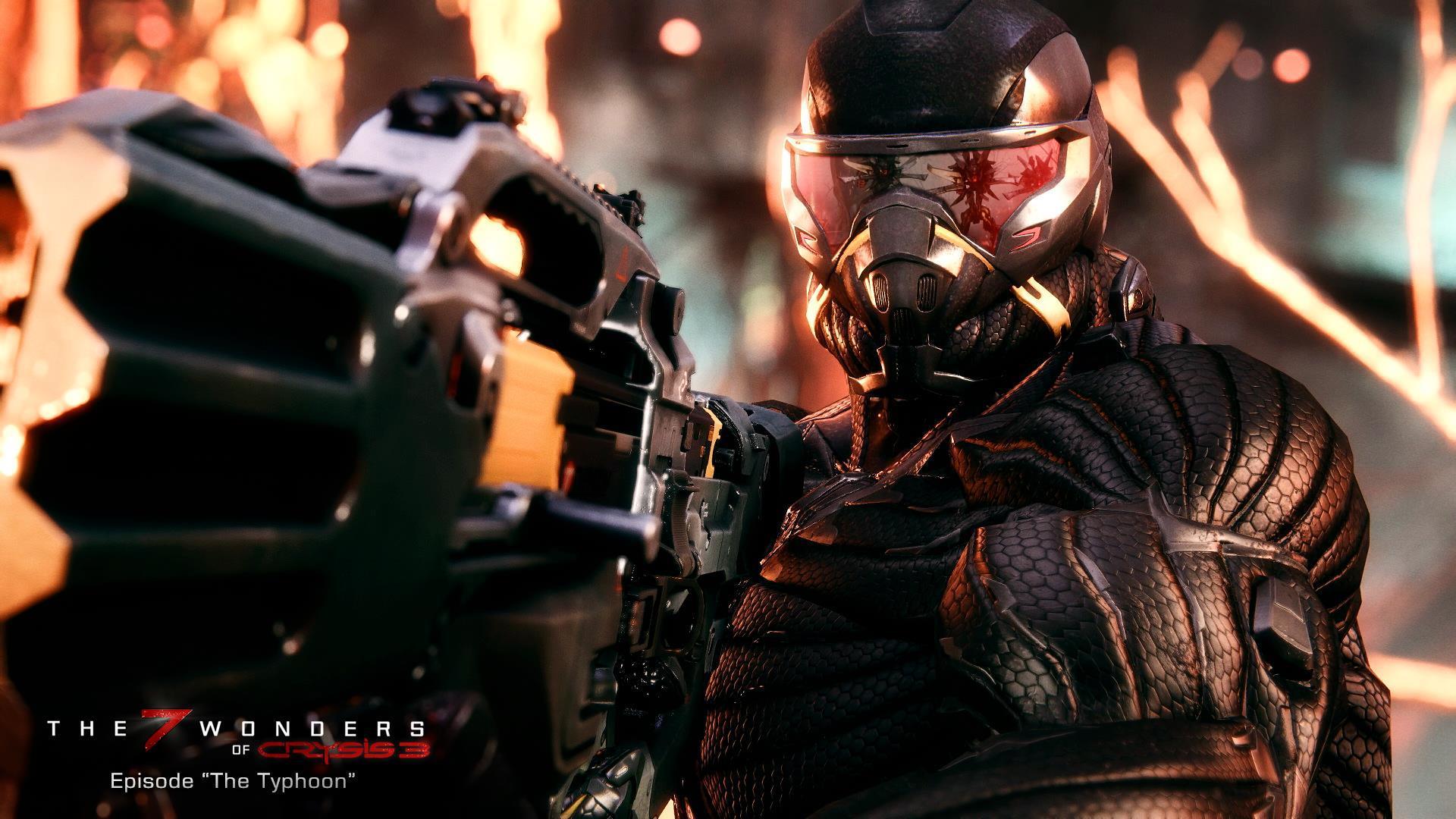 Prophet from Crysis 3 with a Typhoon weapon HD Wallpaper