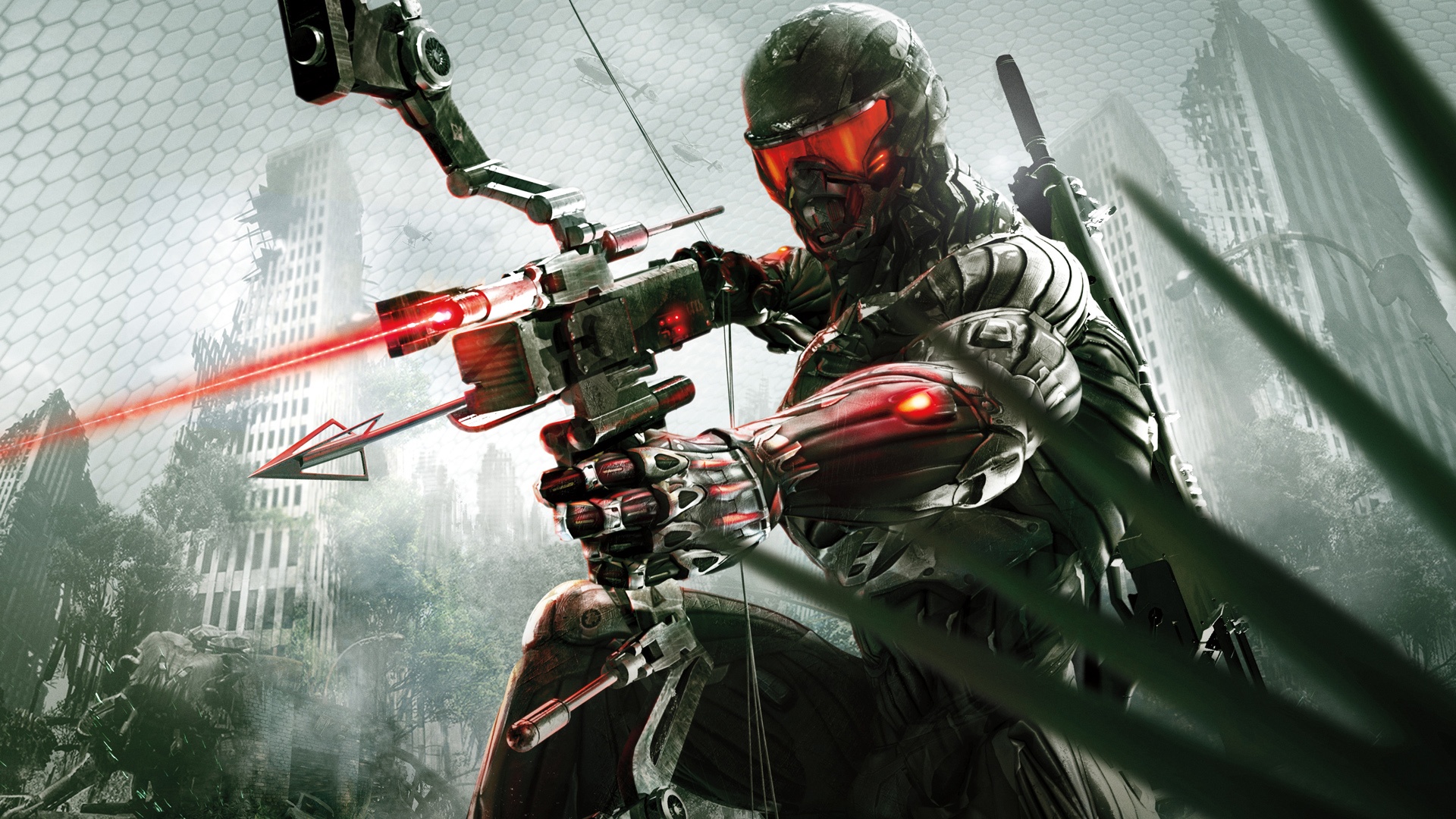 Prophet from Crysis with a bow and arrow HD Wallpaper
