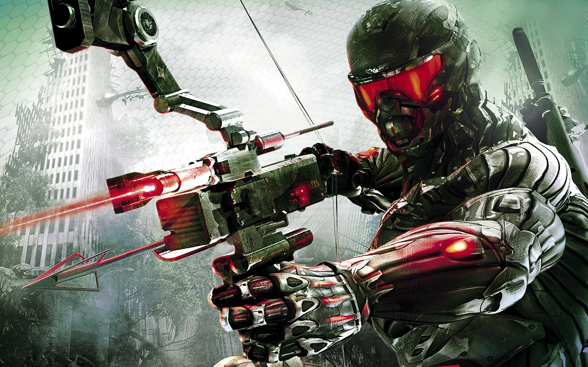 Prophet from Crysis with a futuristic bow HD Wallpaper
