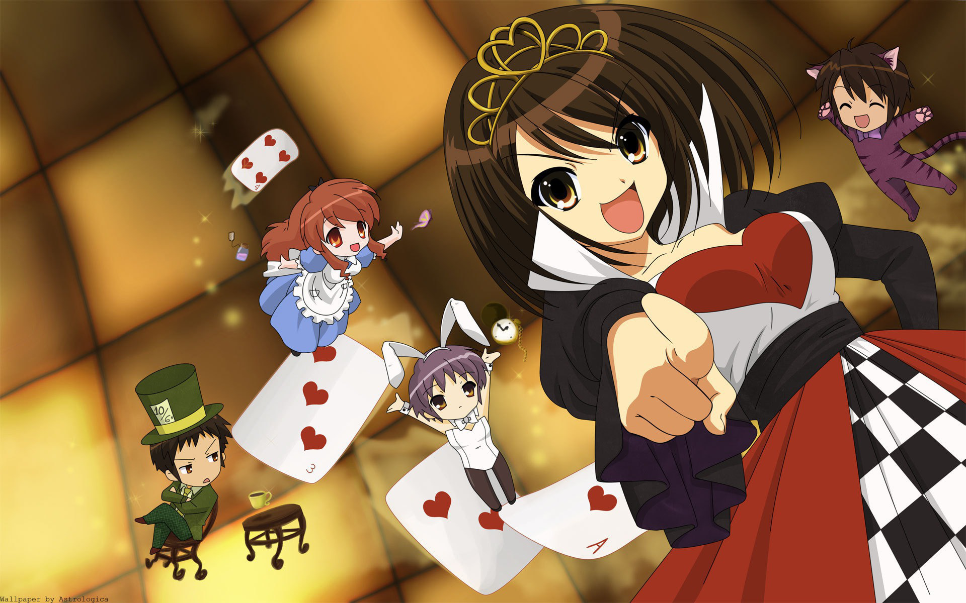 Alice in Wonderland Characters on Playing Cards HD Wallpaper