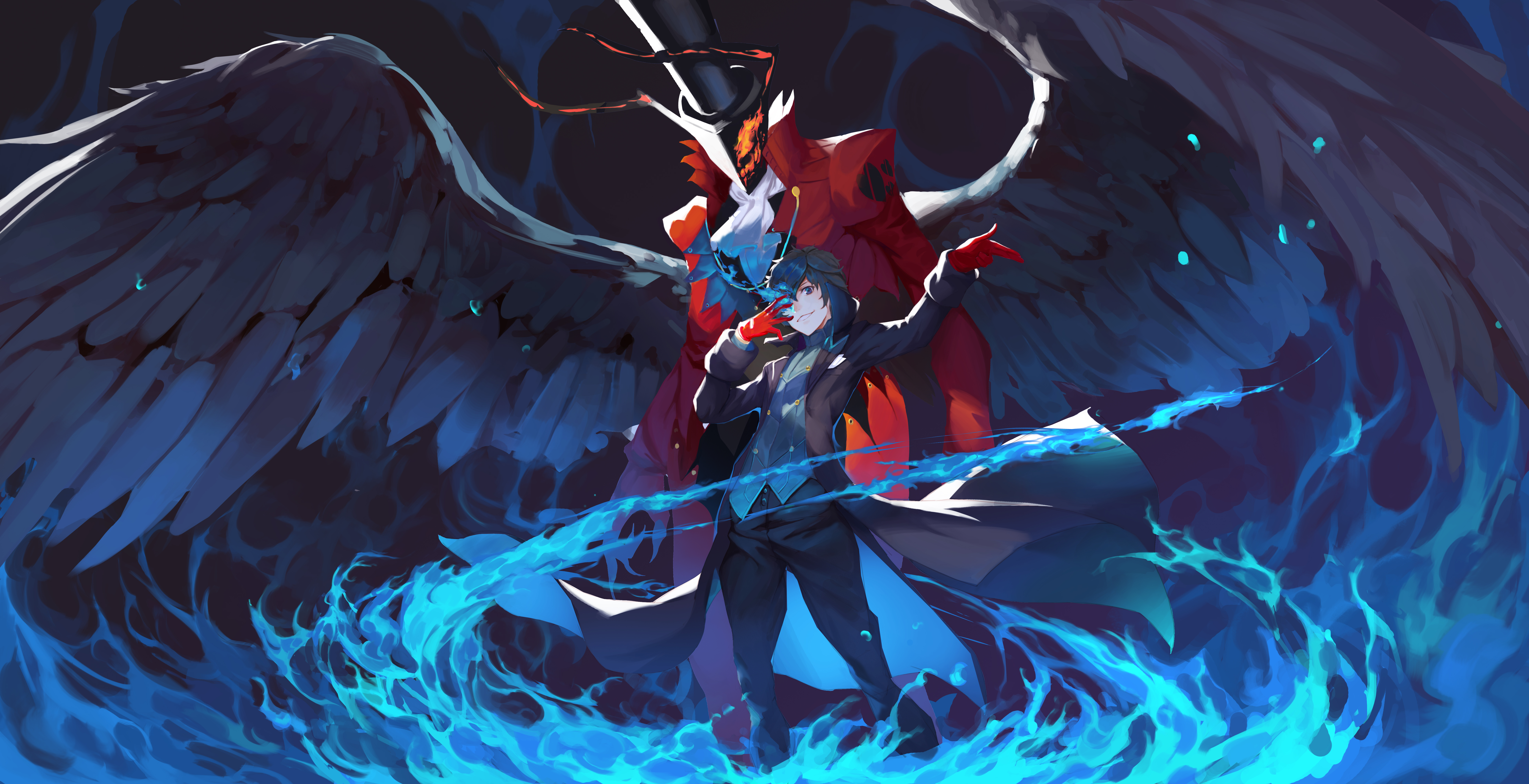 Akira Kurusu from Persona 5 with Arsene HD Wallpaper