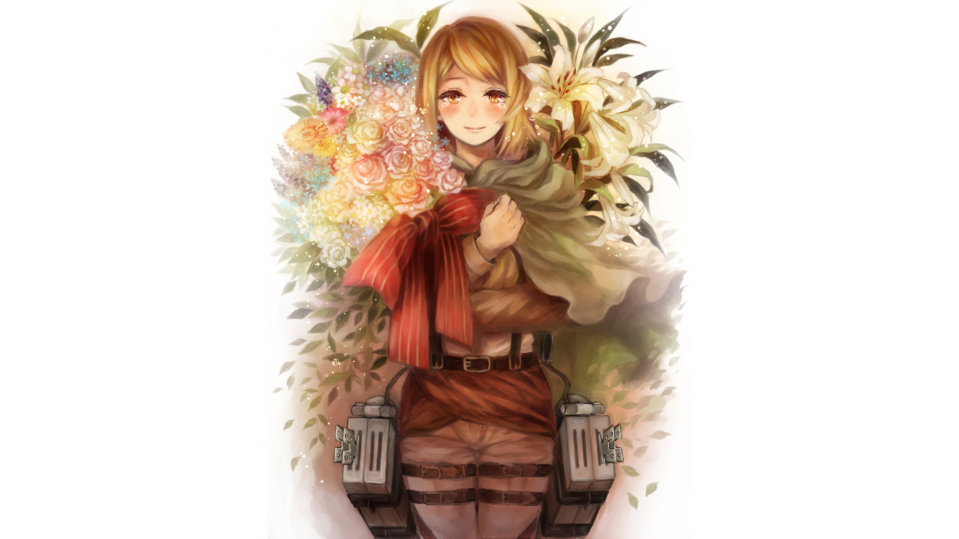 Petra Ral from Attack on Titan with Flowers HD Wallpaper