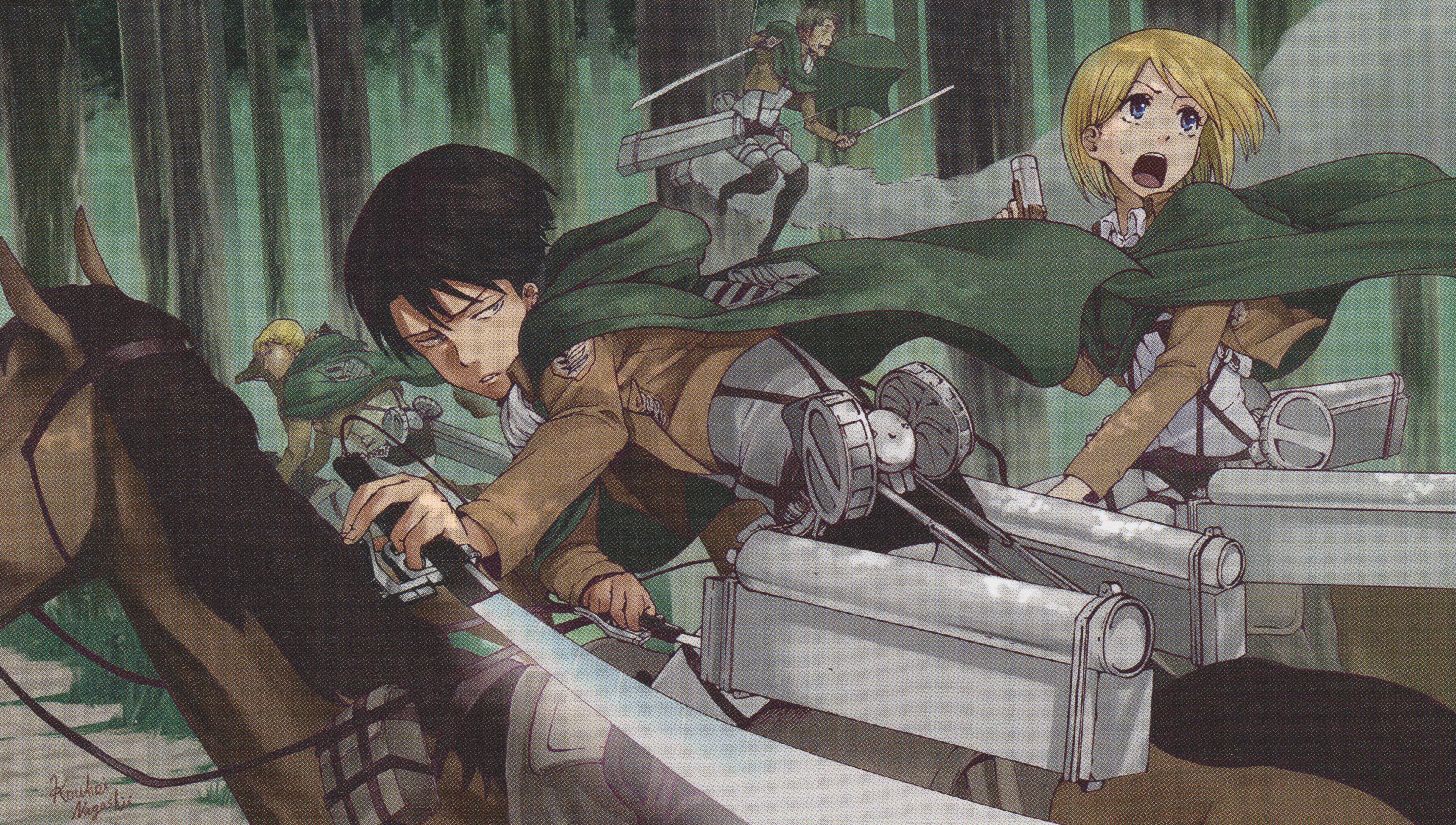 Attack on Titan characters riding horses HD Wallpaper