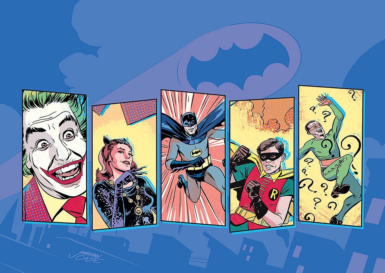 Batman, Robin, Catwoman, Joker, and Riddler from DC Comics HD Wallpaper