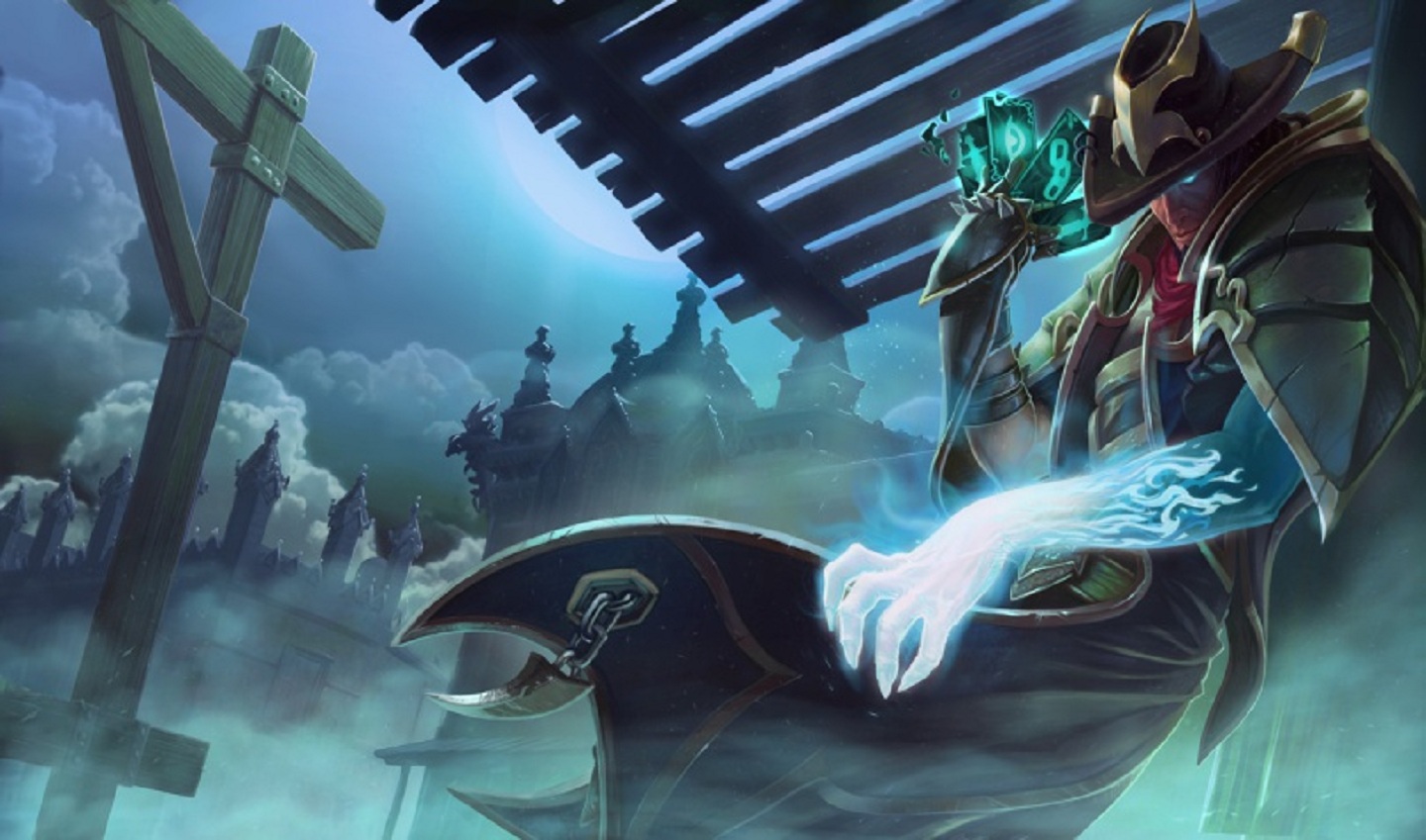Twisted Fate from League of Legends holding cards HD Wallpaper