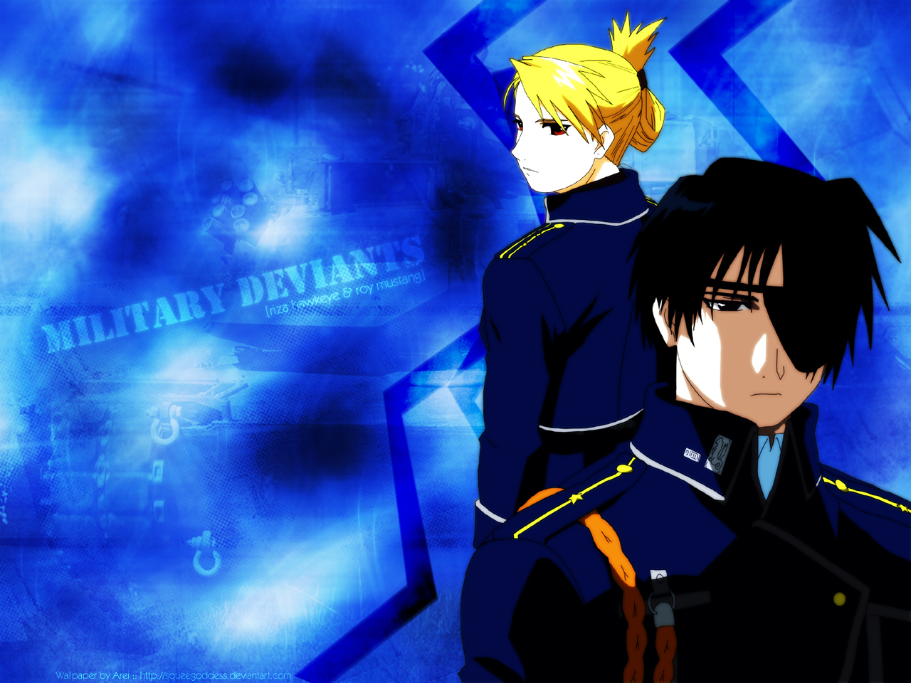 Riza Hawkeye and Roy Mustang from Fullmetal Alchemist HD Wallpaper