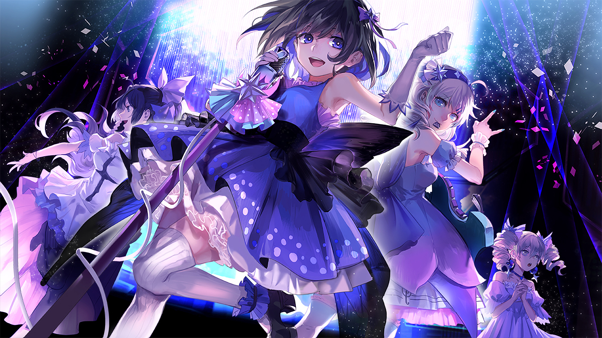 Anime girls performing on stage HD Wallpaper