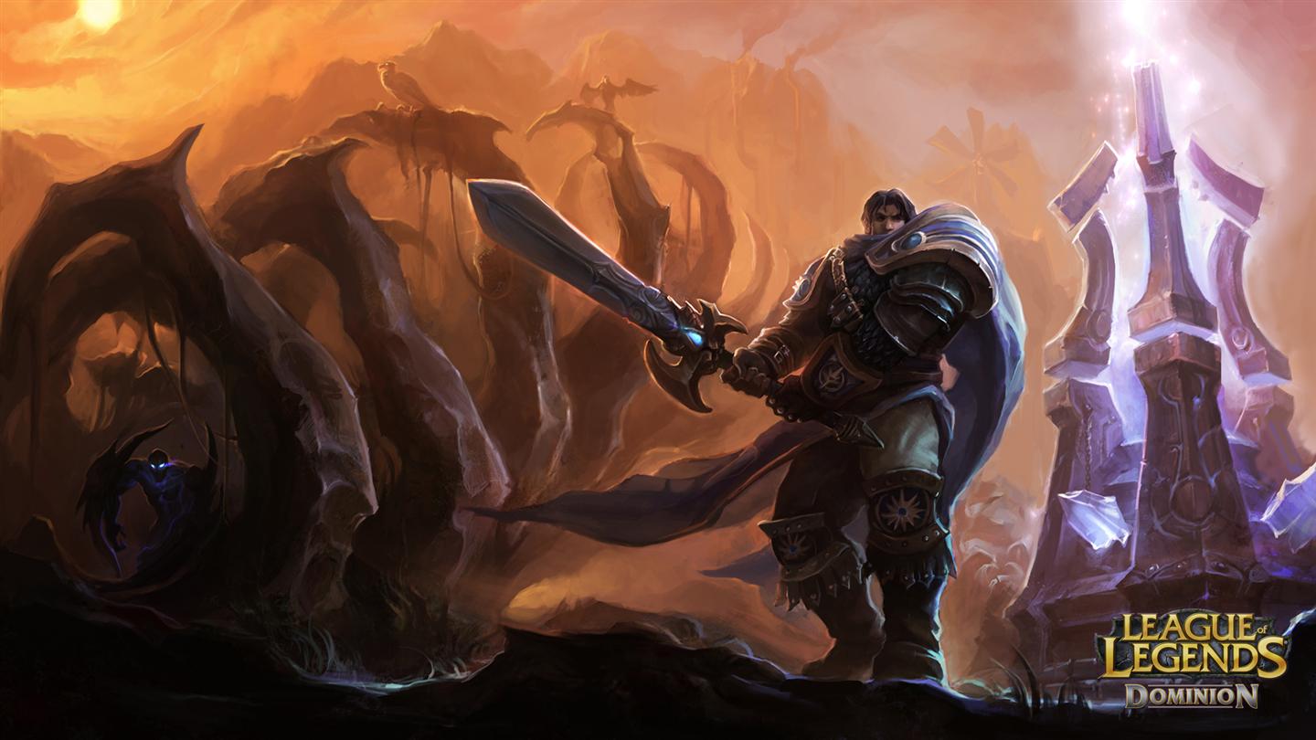 Garen from League of Legends in a desolate landscape HD Wallpaper
