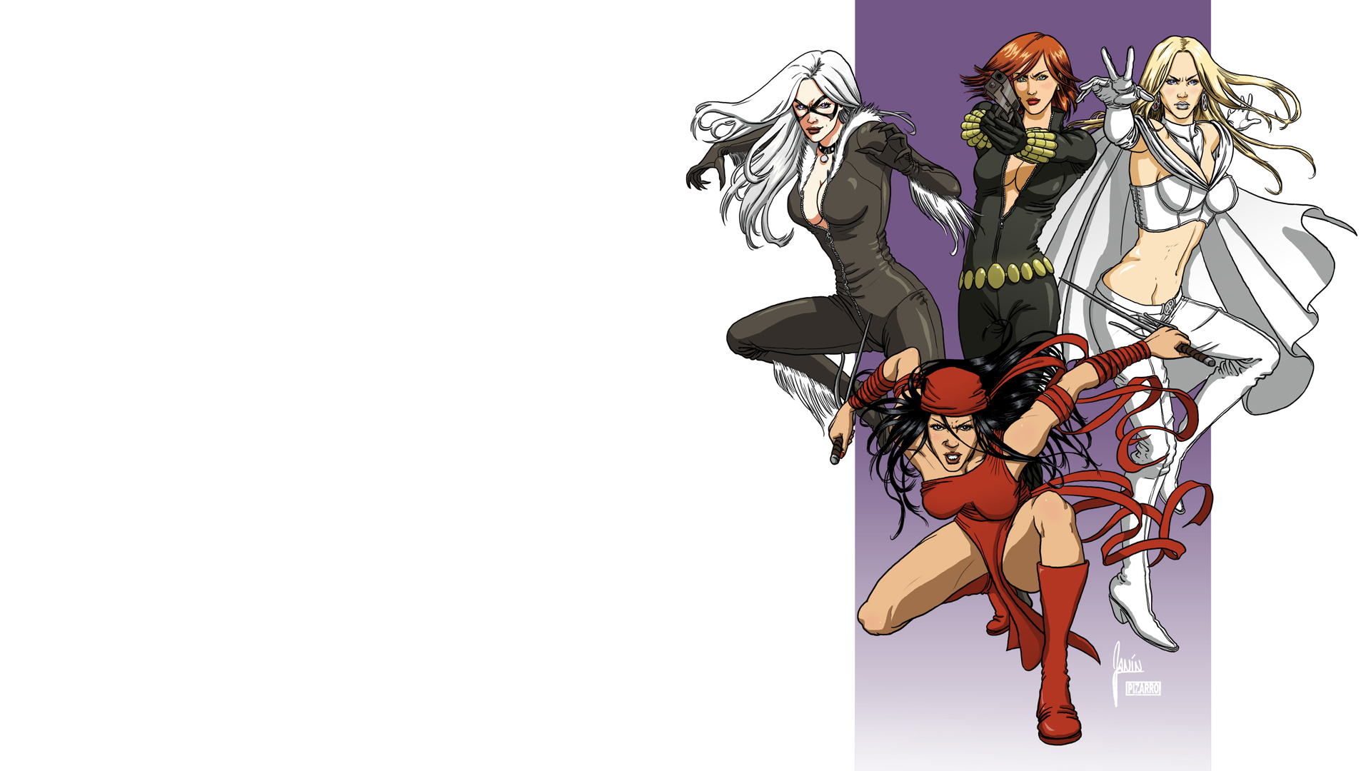Black Cat, Daredevil, Black Widow, and Emma Frost HD Wallpaper