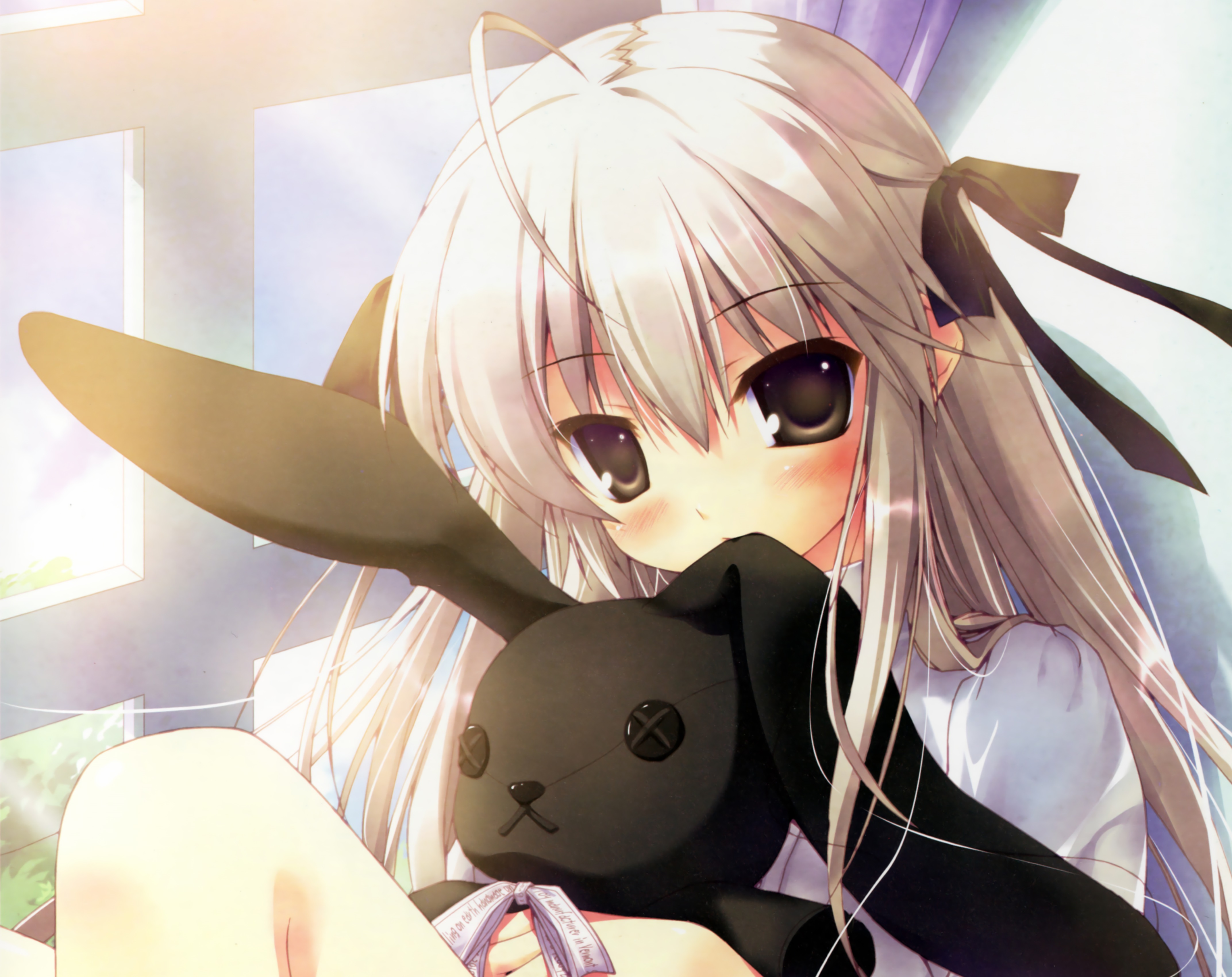 Sora Kasugano with a black bunny plush HD Wallpaper