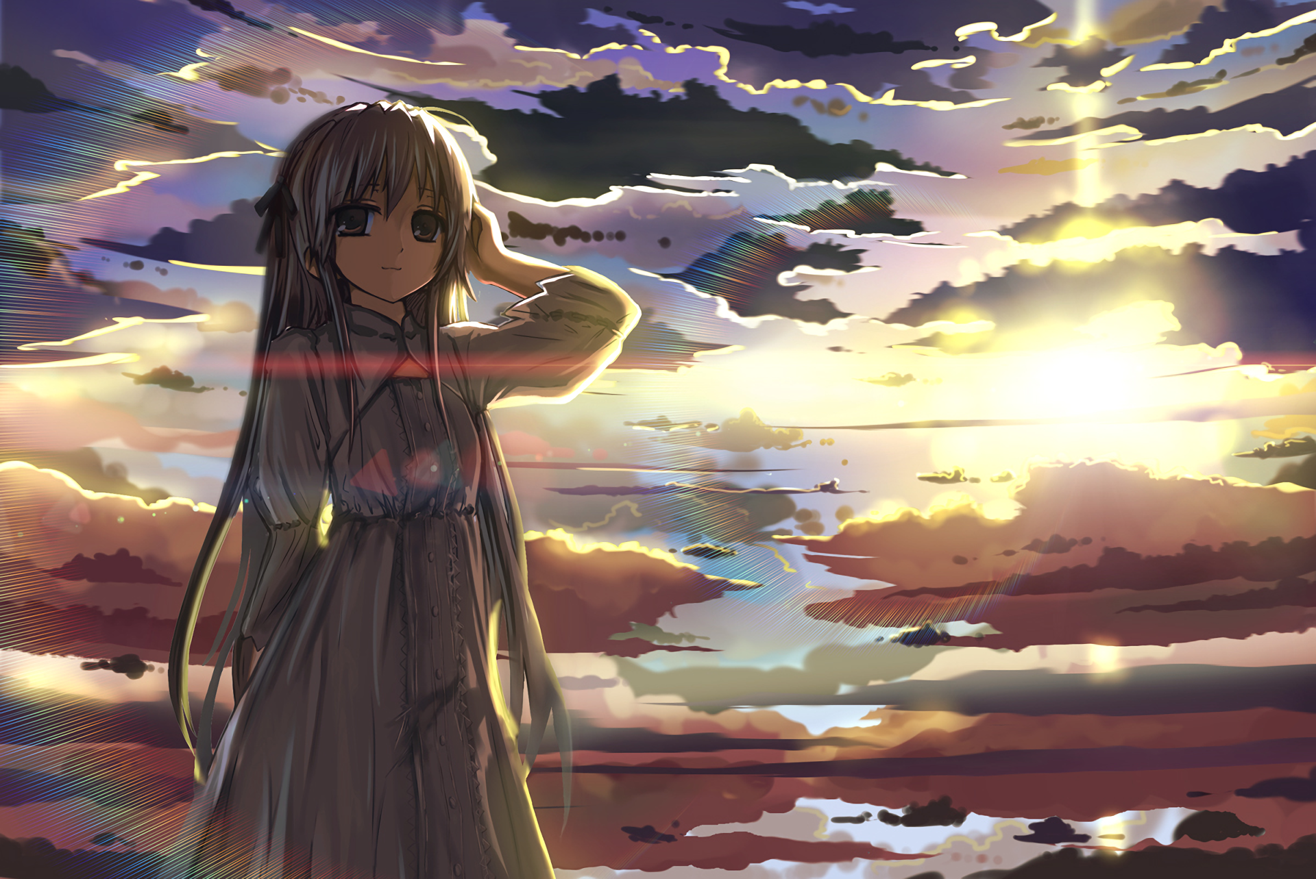 Sora Kasugano in a Dress at Sunset HD Wallpaper