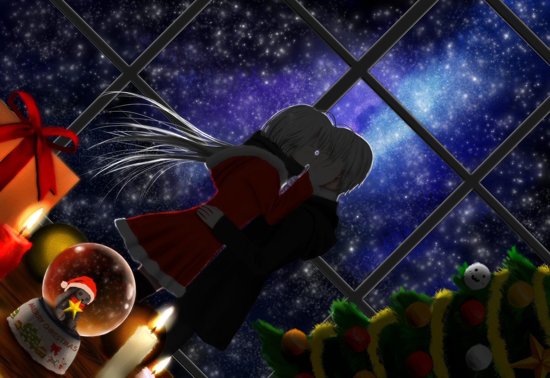 Sora Kasugano Kissing Under Starry Sky HD Wallpaper