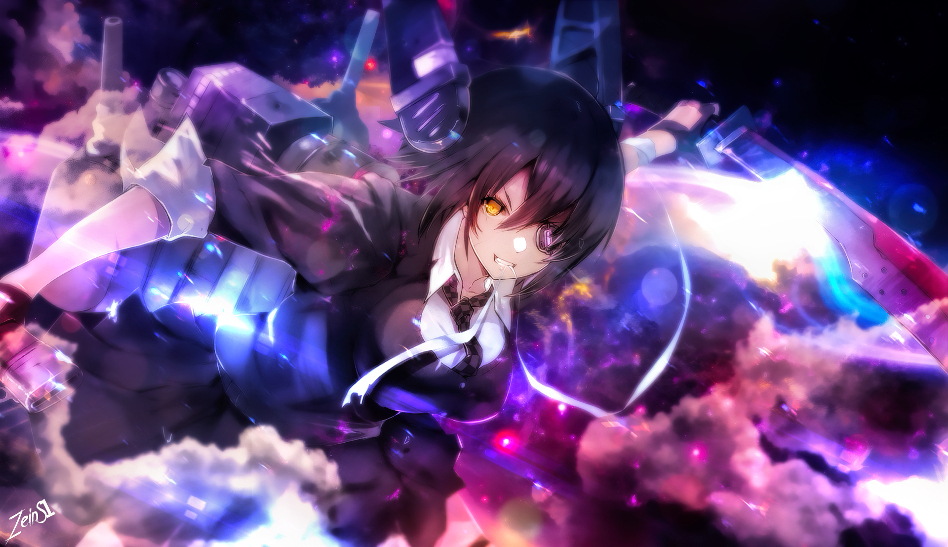 Tenryuu from Kancolle with glowing sword HD Wallpaper