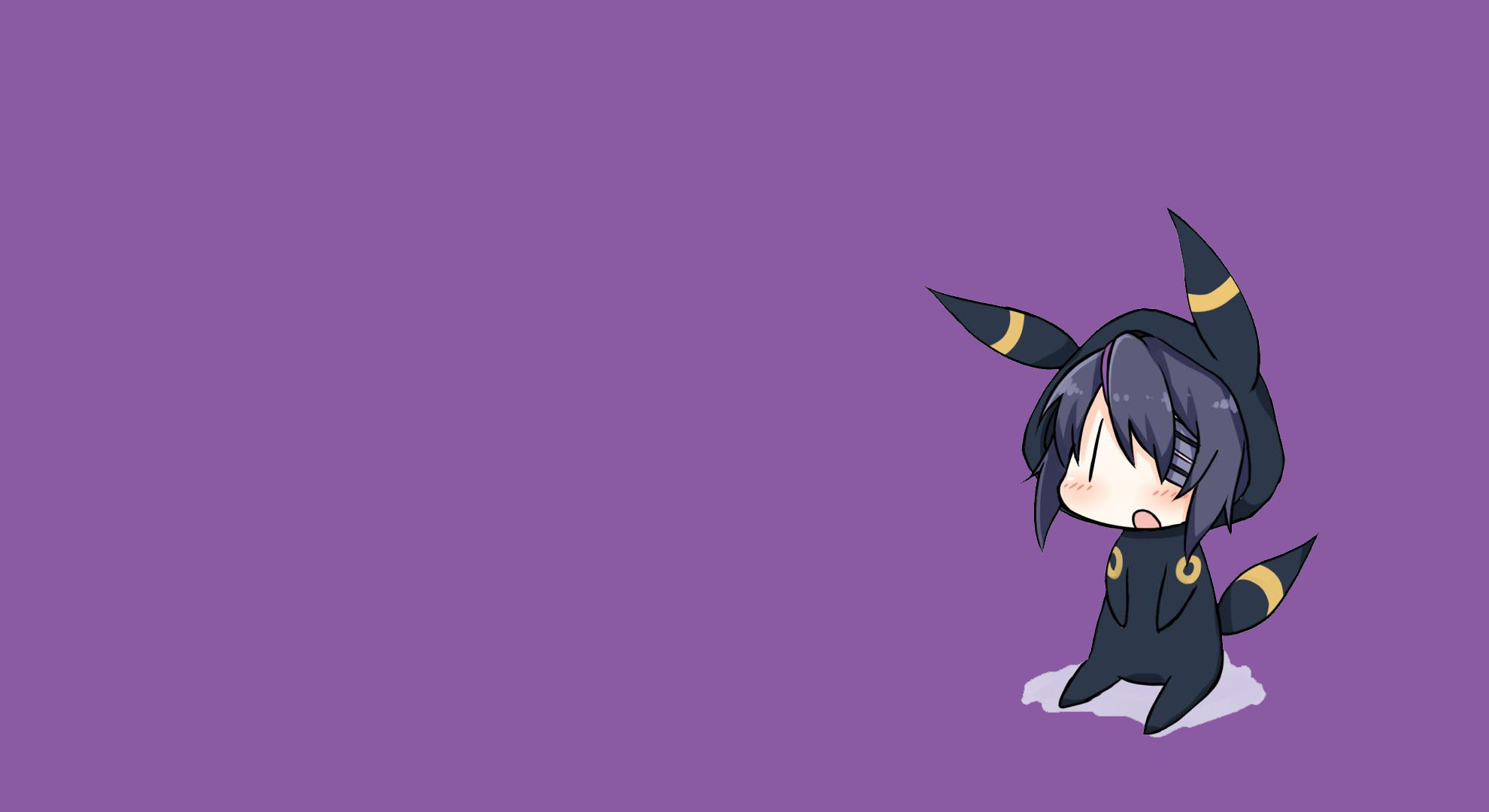 Chibi Umbreon costume character on purple background HD Wallpaper