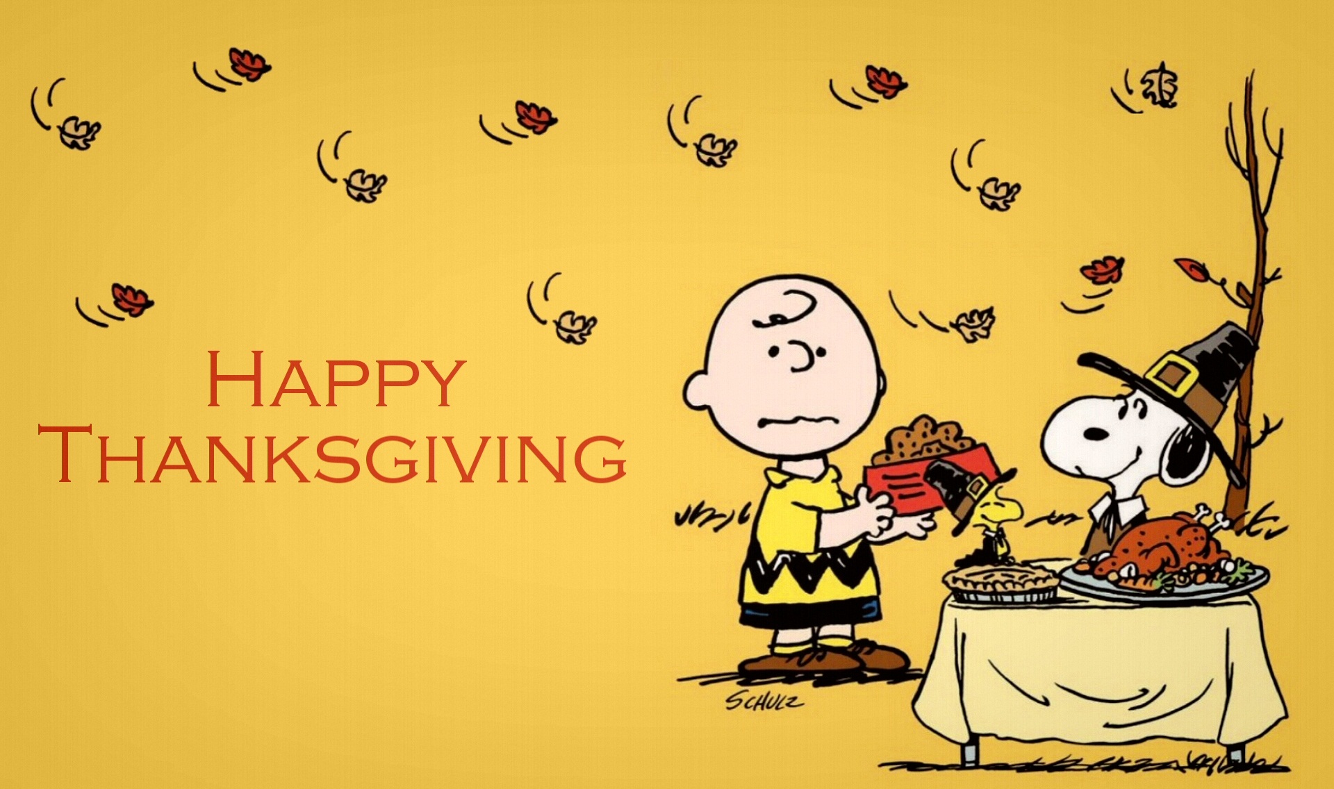 Charlie Brown and Snoopy Happy Thanksgiving HD Wallpaper