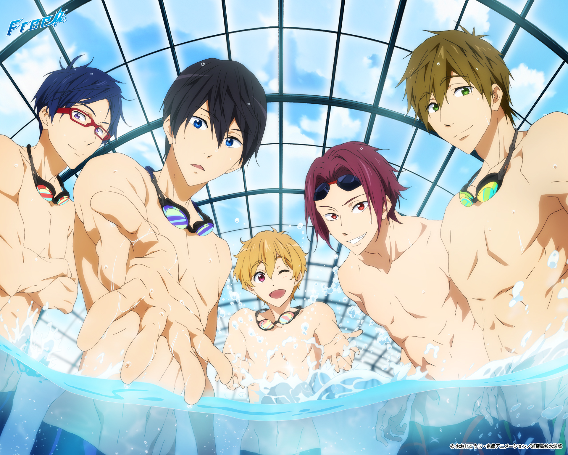 Free! Eternal Summer characters in a swimming pool HD Wallpaper