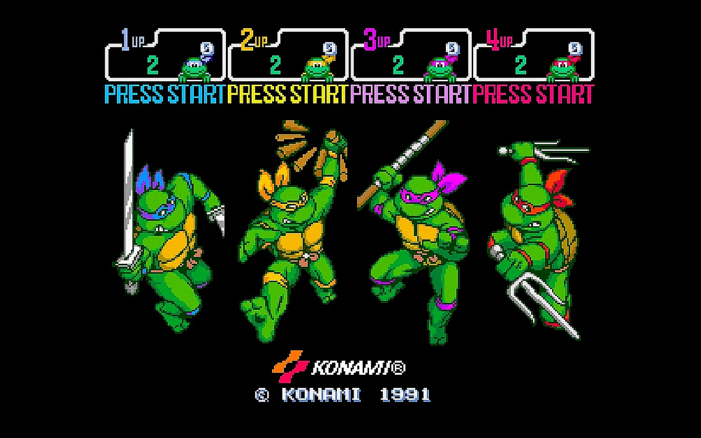 Teenage Mutant Ninja Turtles Konami 1991 Title Screen HD Wallpaper