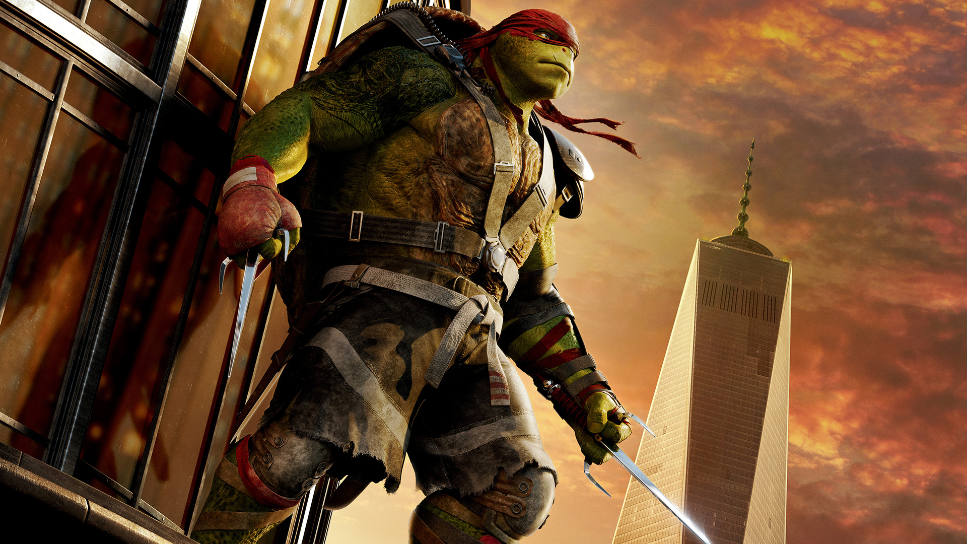 Raphael from Teenage Mutant Ninja Turtles on a skyscraper HD Wallpaper