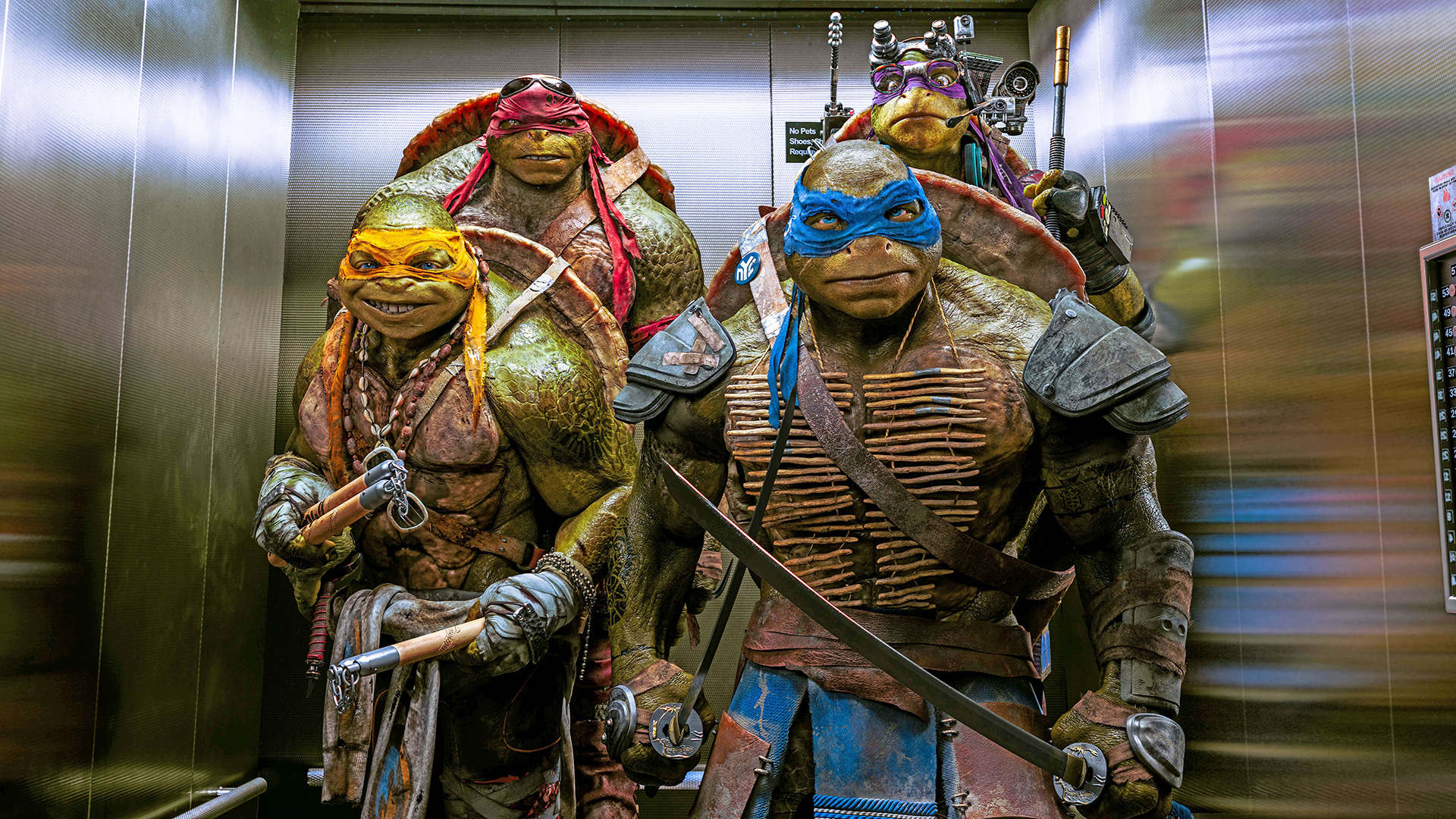 Teenage Mutant Ninja Turtles in an elevator HD Wallpaper
