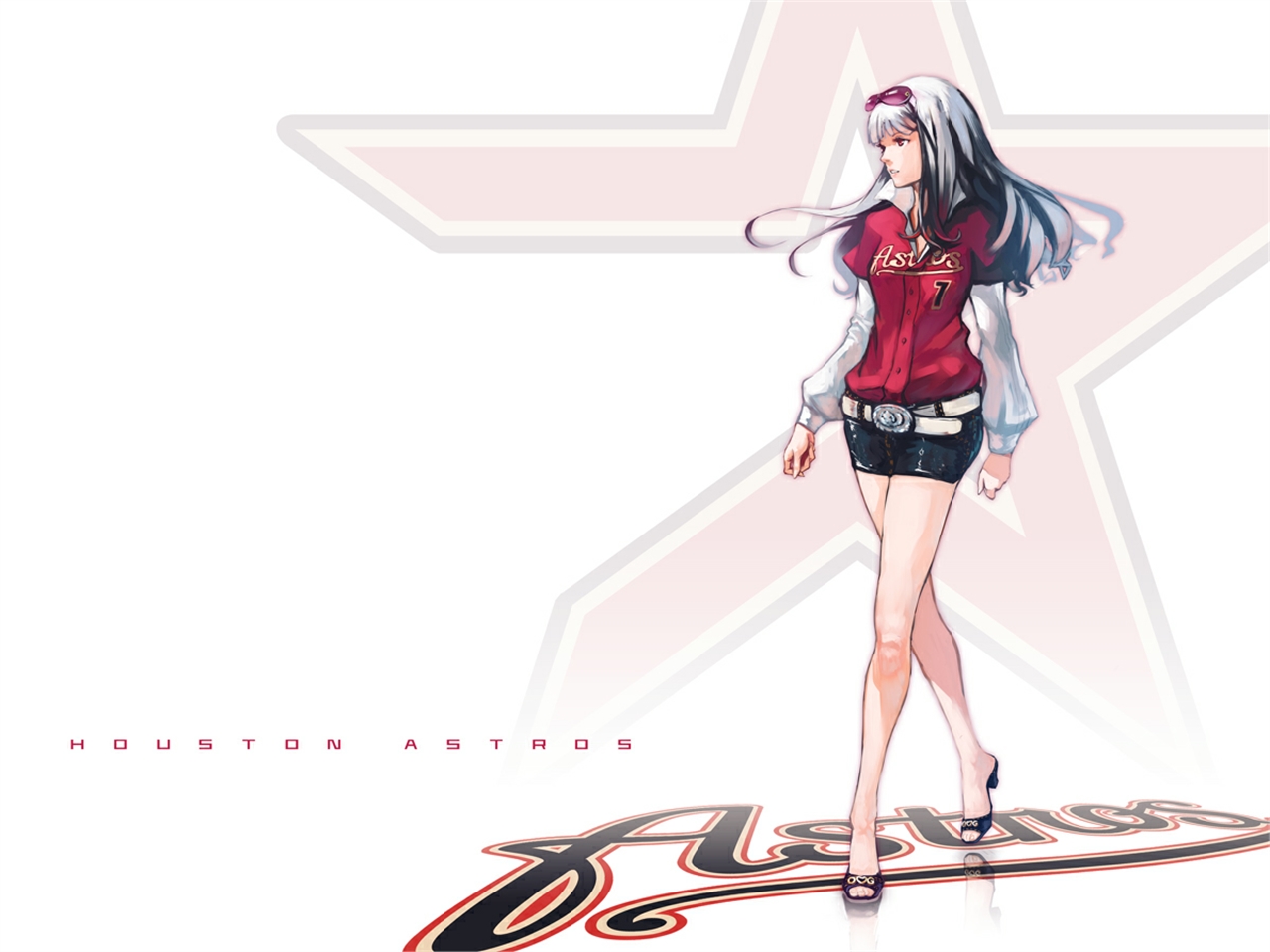 Anime girl in Houston Astros uniform HD Wallpaper