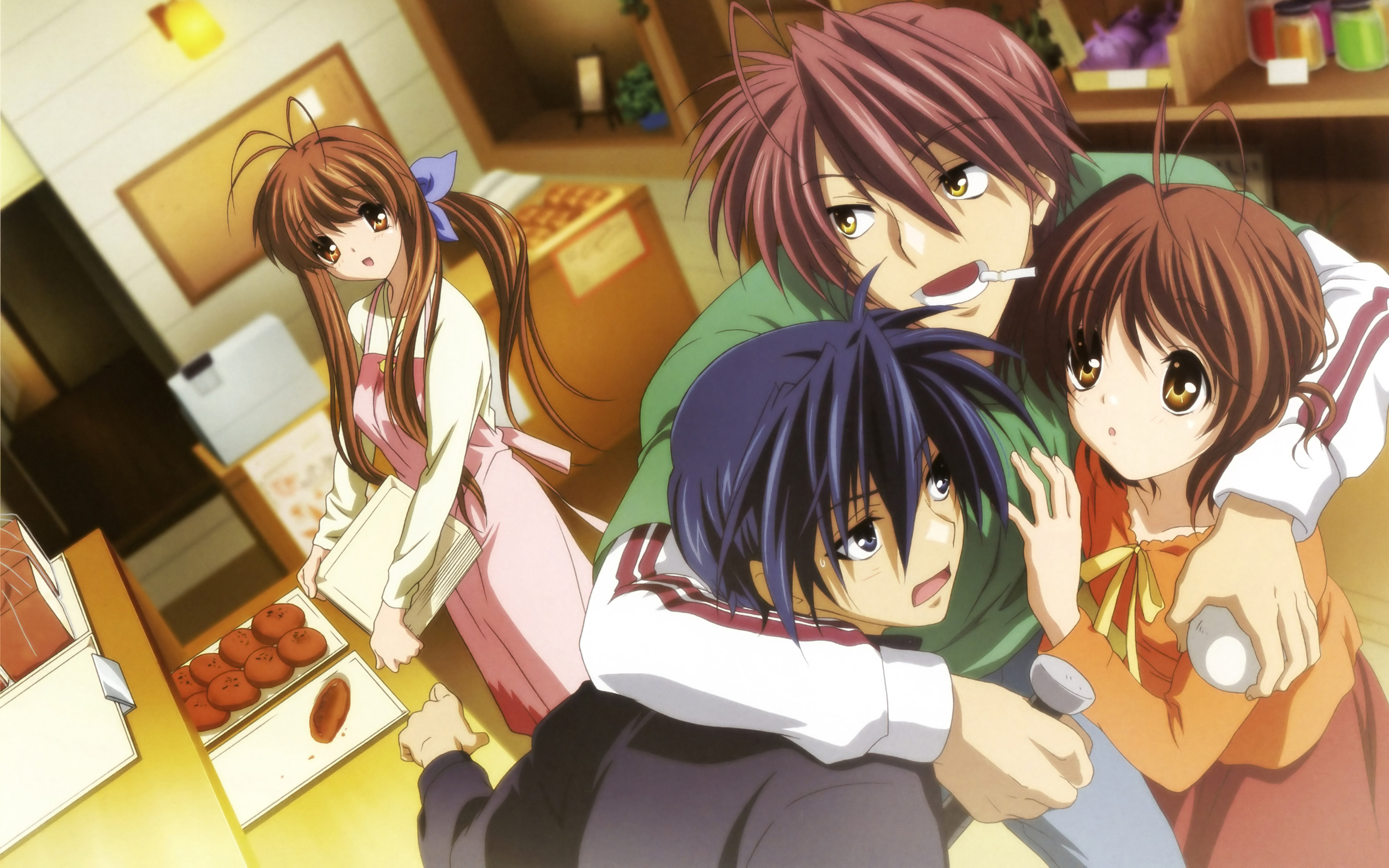 Sanae Furukawa and friends in a bakery HD Wallpaper