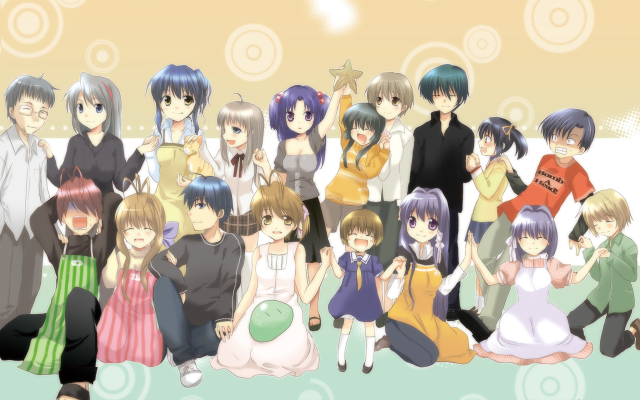 Group of anime characters posing together HD Wallpaper