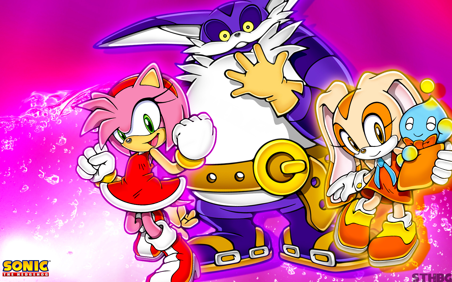 Amy Rose, Big the Cat, and Cream the Rabbit from Sonic the Hedgehog HD Wallpaper