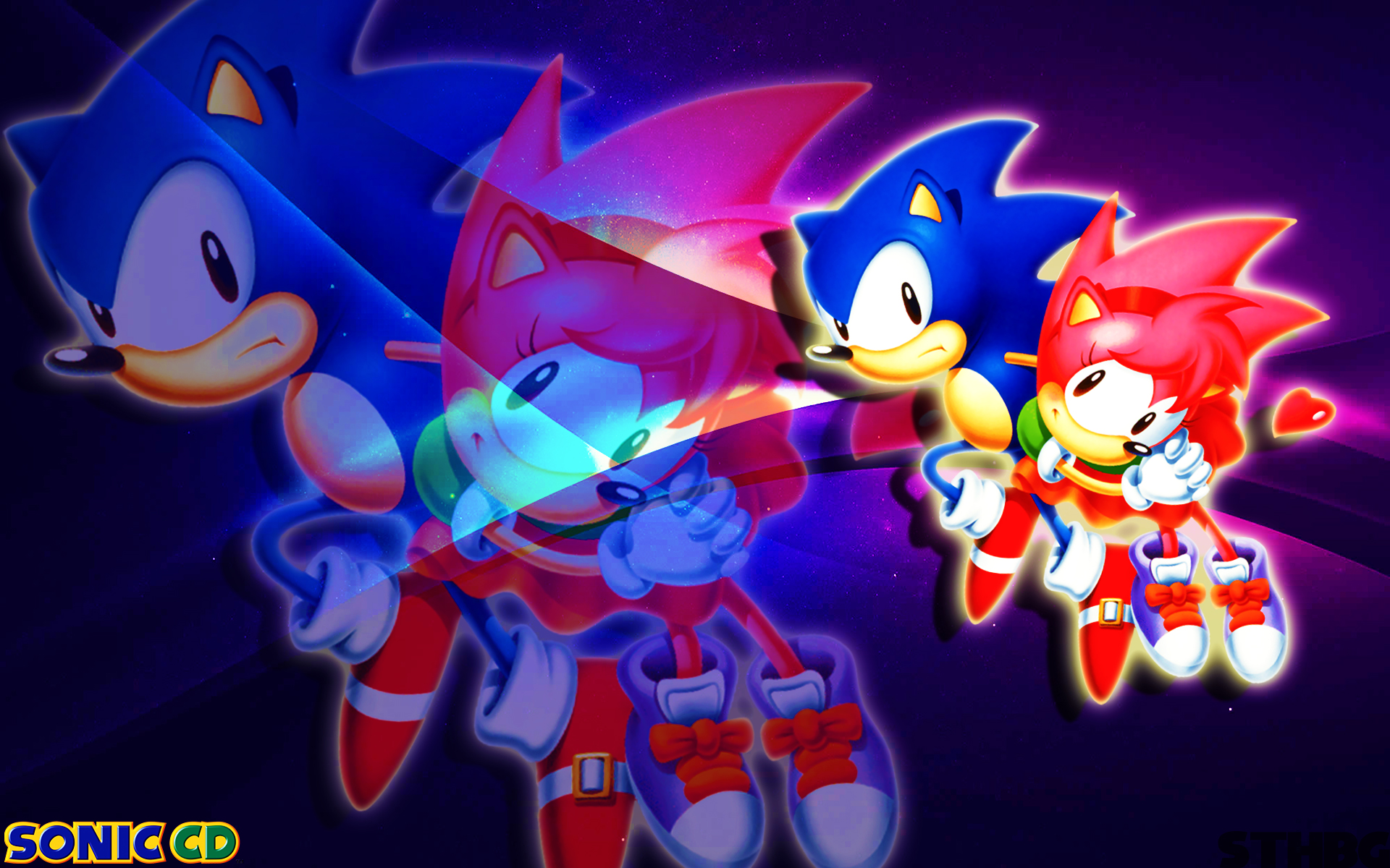 Sonic the Hedgehog and Amy Rose from Sonic CD HD Wallpaper