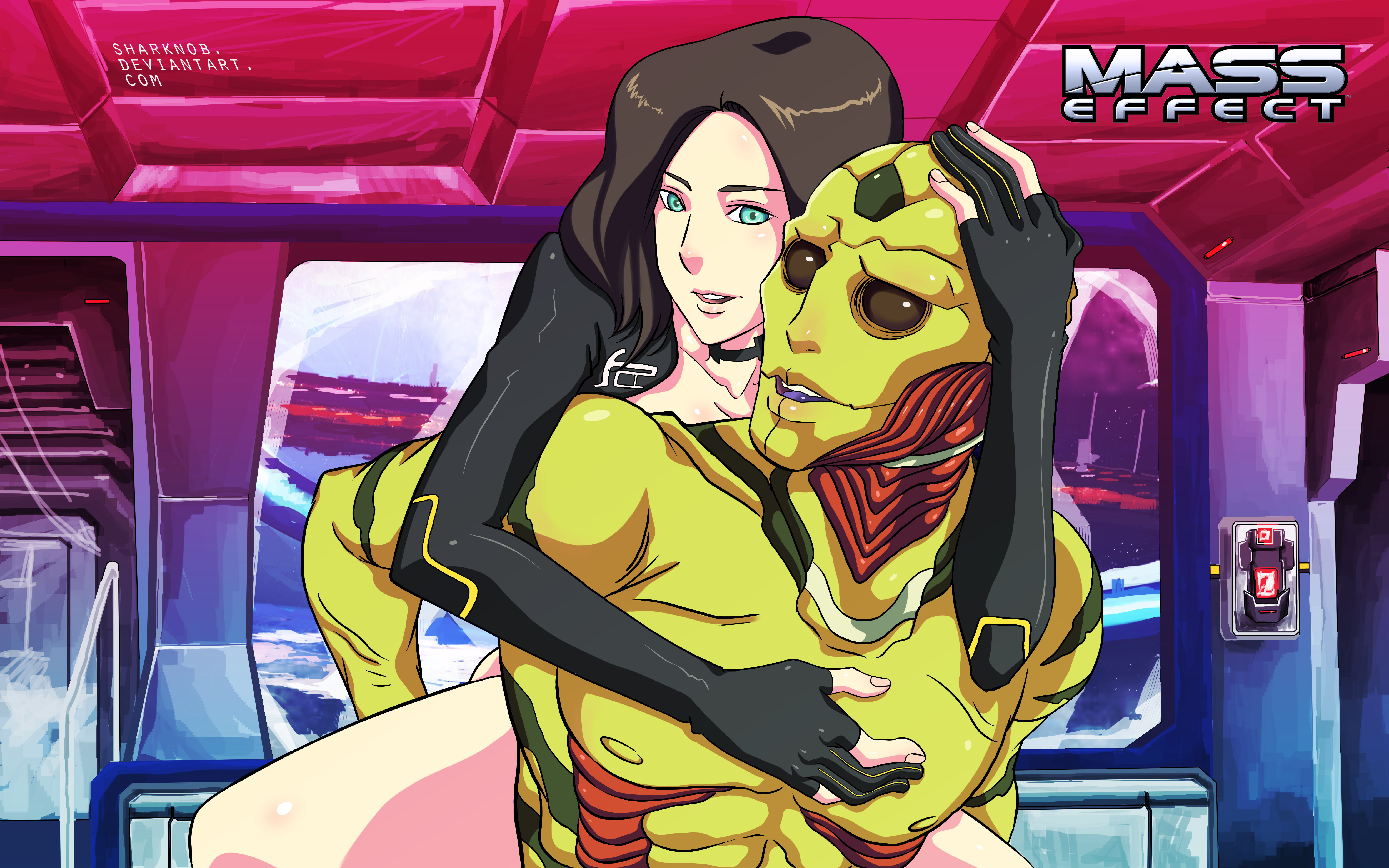 Thane Krios and woman from Mass Effect HD Wallpaper