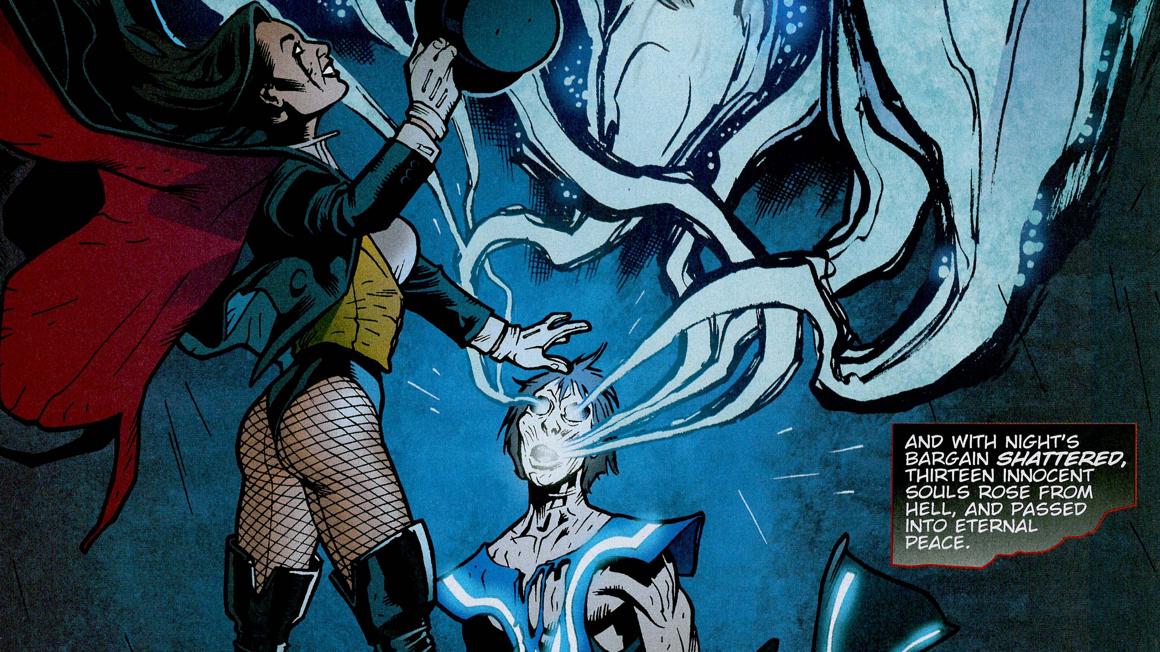Zatanna performing magic on a man HD Wallpaper