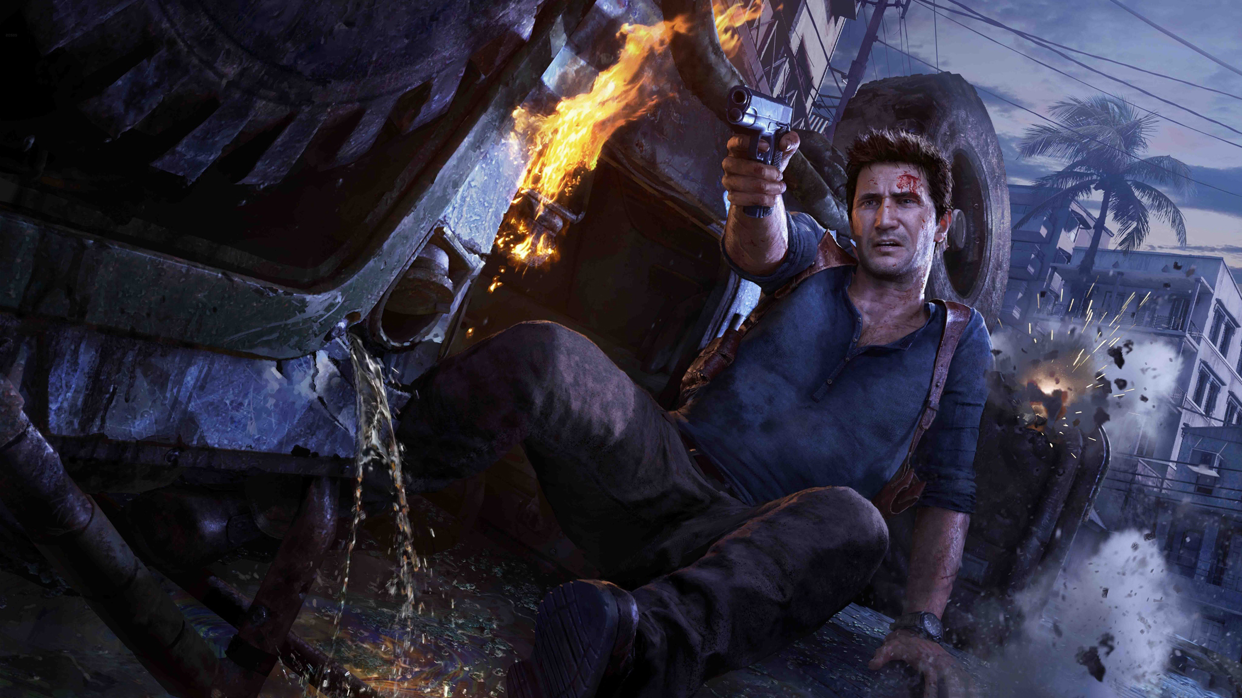 Nathan Drake in action HD Wallpaper