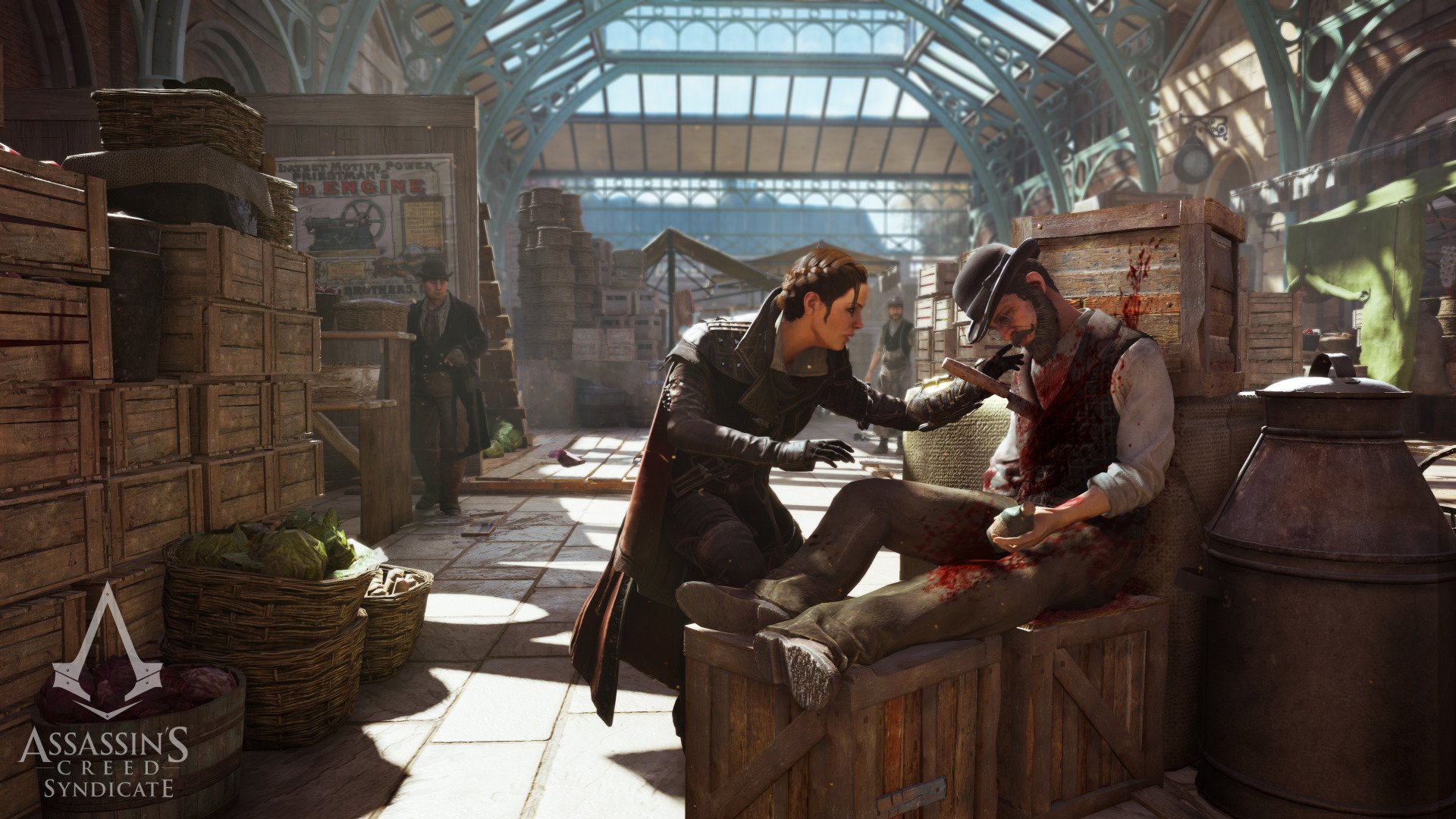 Evie Frye from Assassin's Creed Syndicate tending to a wounded man HD Wallpaper