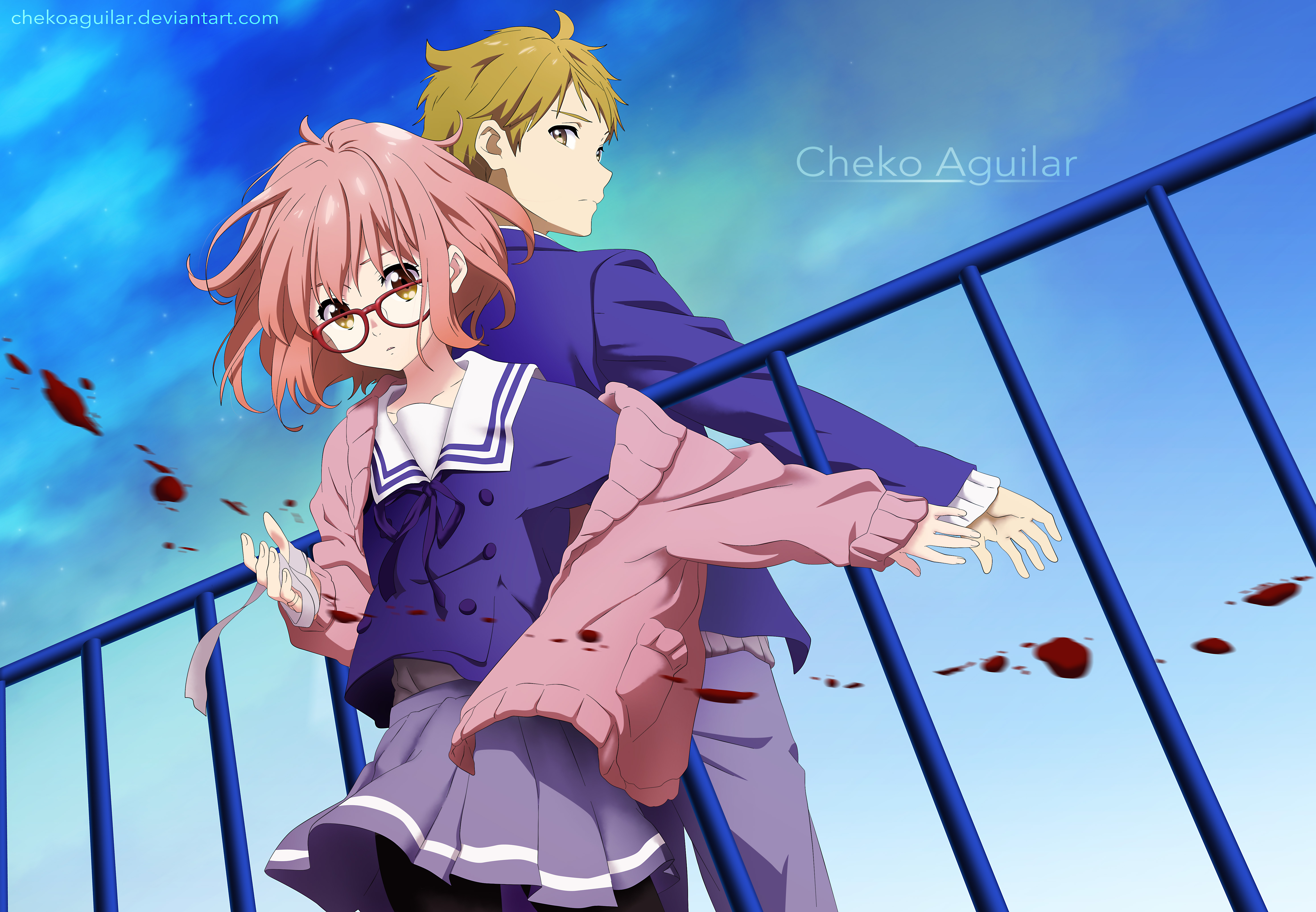 Mirai Kuriyama and Akihito Kanbara from Beyond the Boundary HD Wallpaper