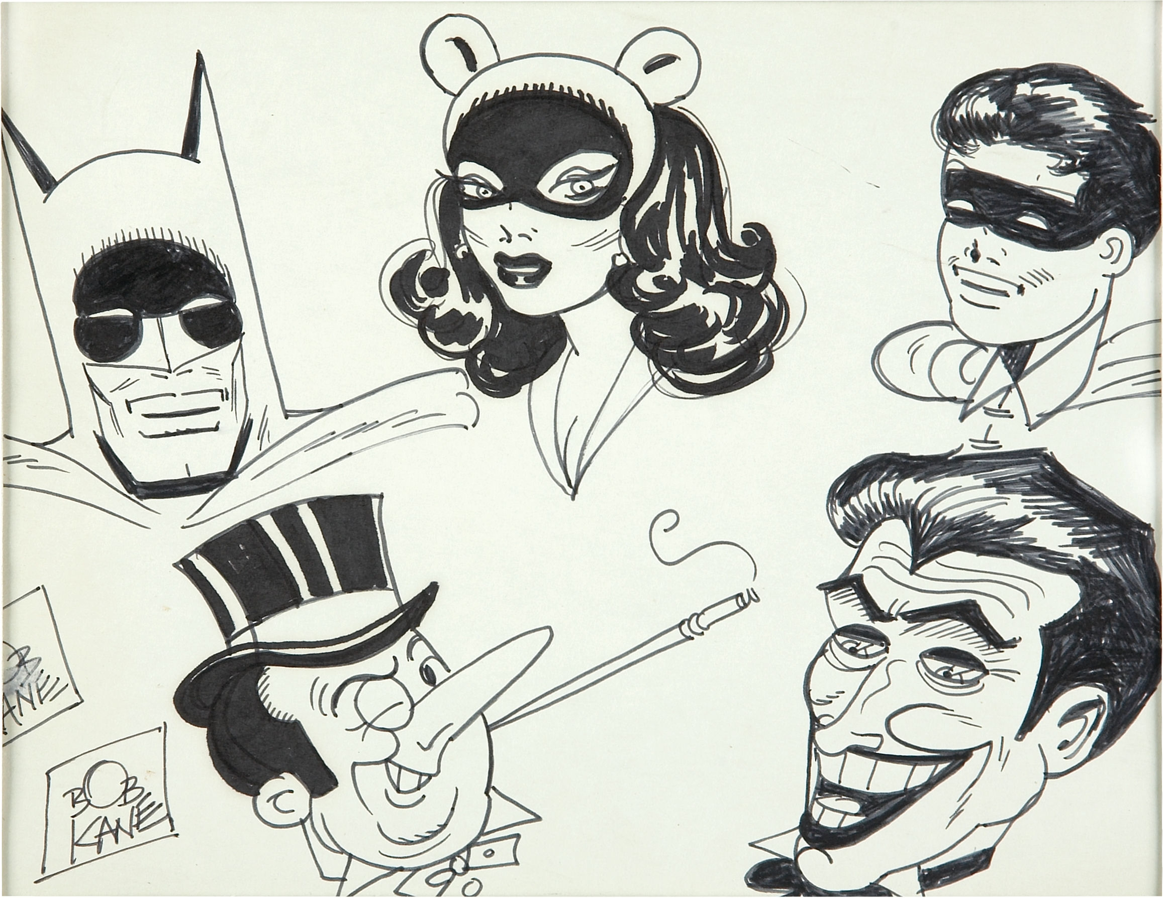 Batman, Catwoman, Robin, Penguin, and Joker by Bob Kane HD Wallpaper