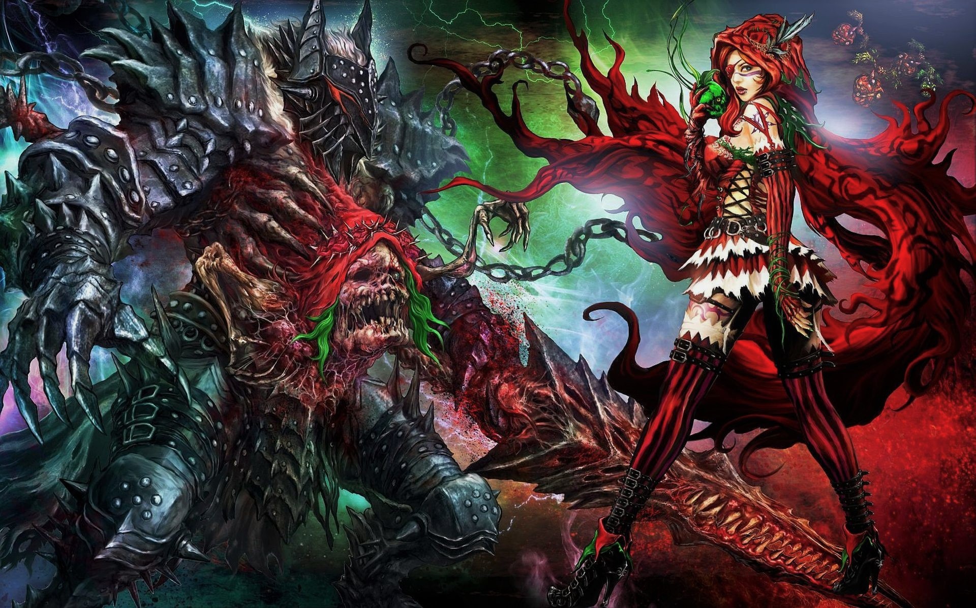 Red Riding Hood and a monstrous knight HD Wallpaper