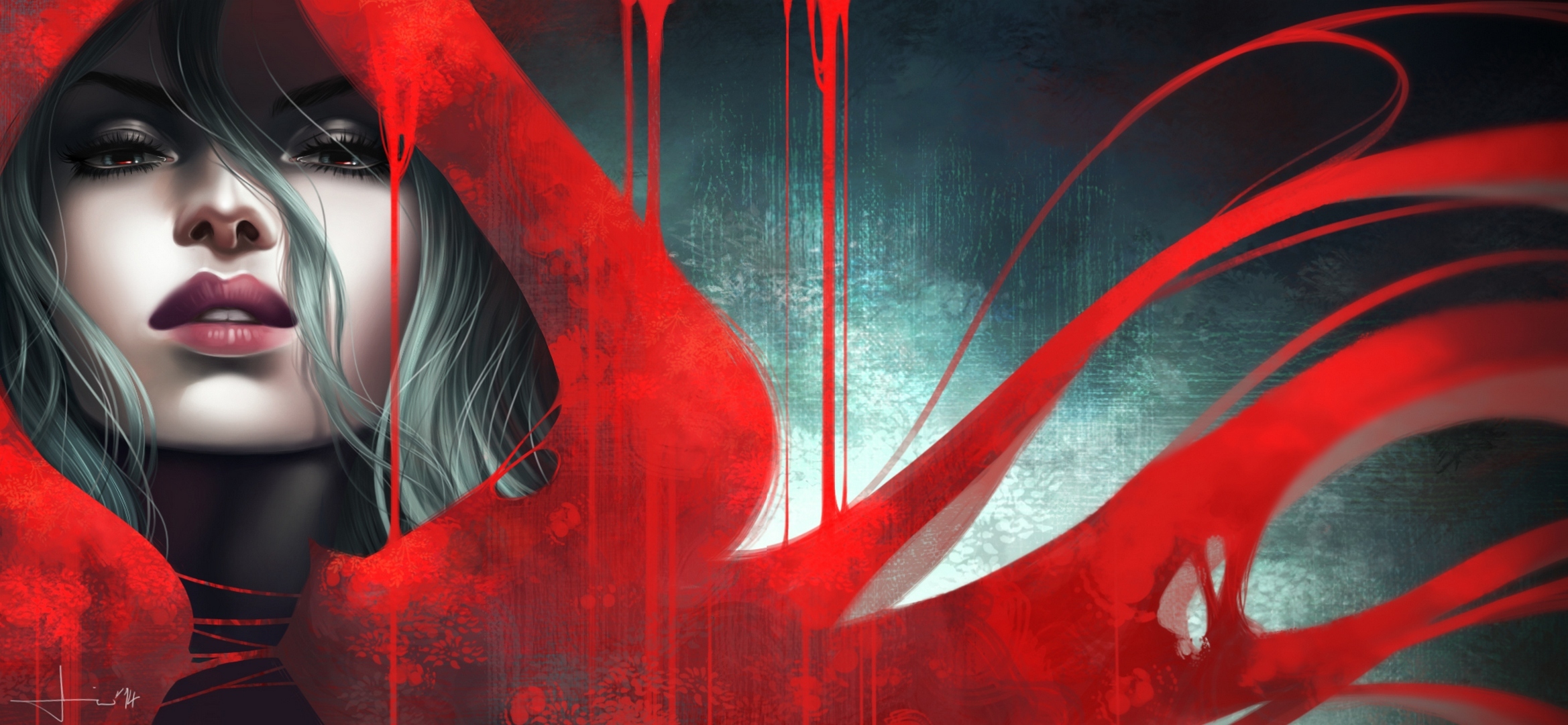 Red Riding Hood with red paint HD Wallpaper