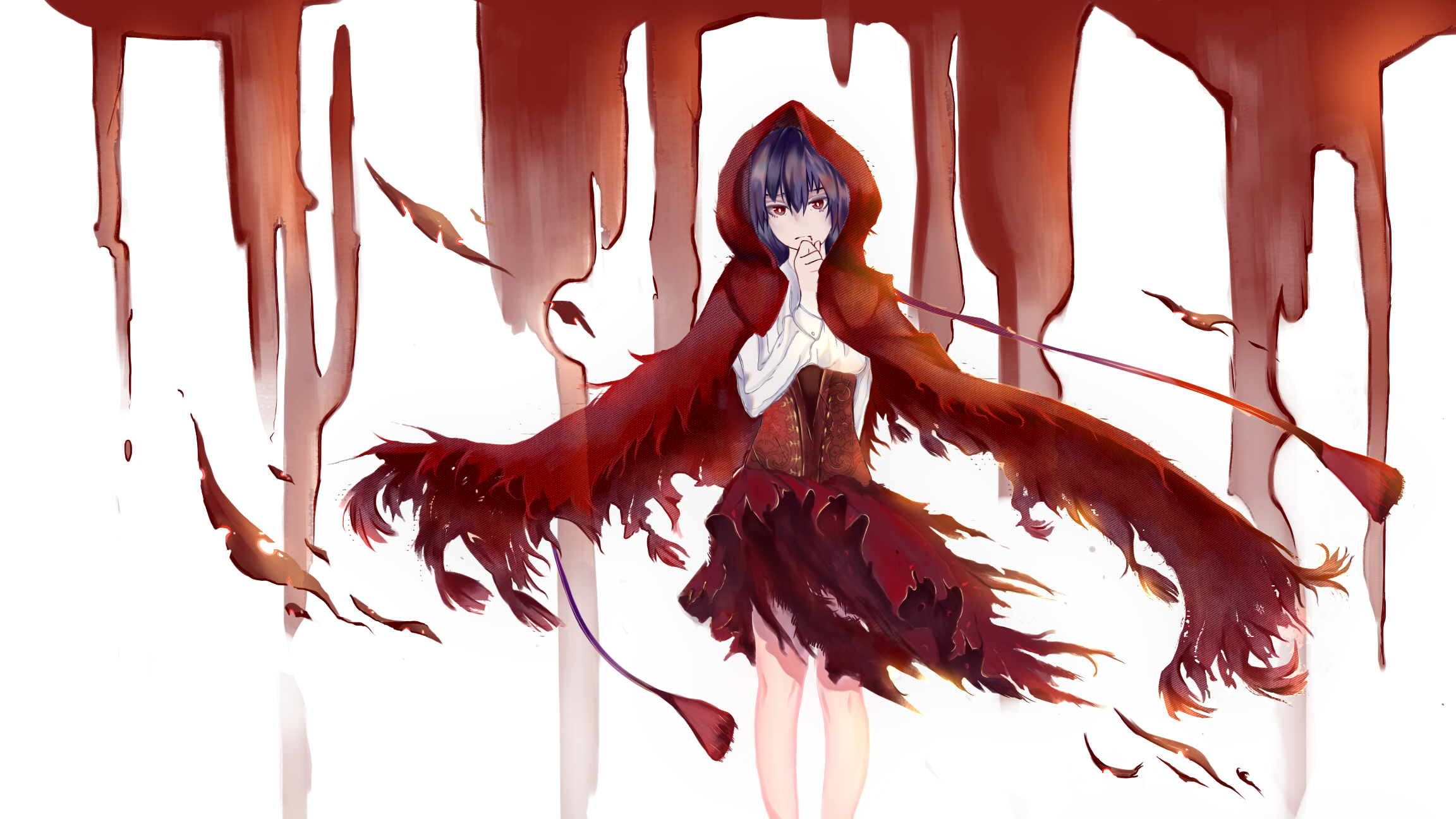 Red Riding Hood with blood-like elements HD Wallpaper