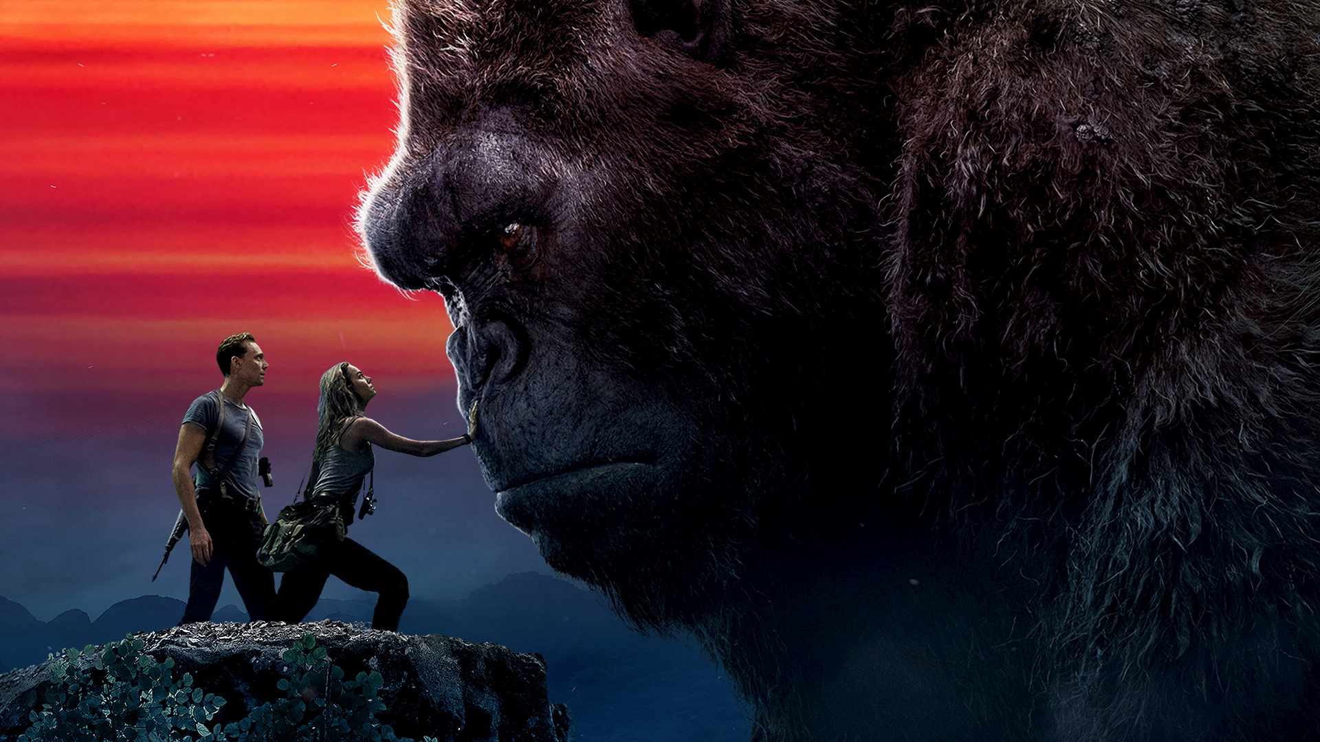 King Kong with two humans HD Wallpaper