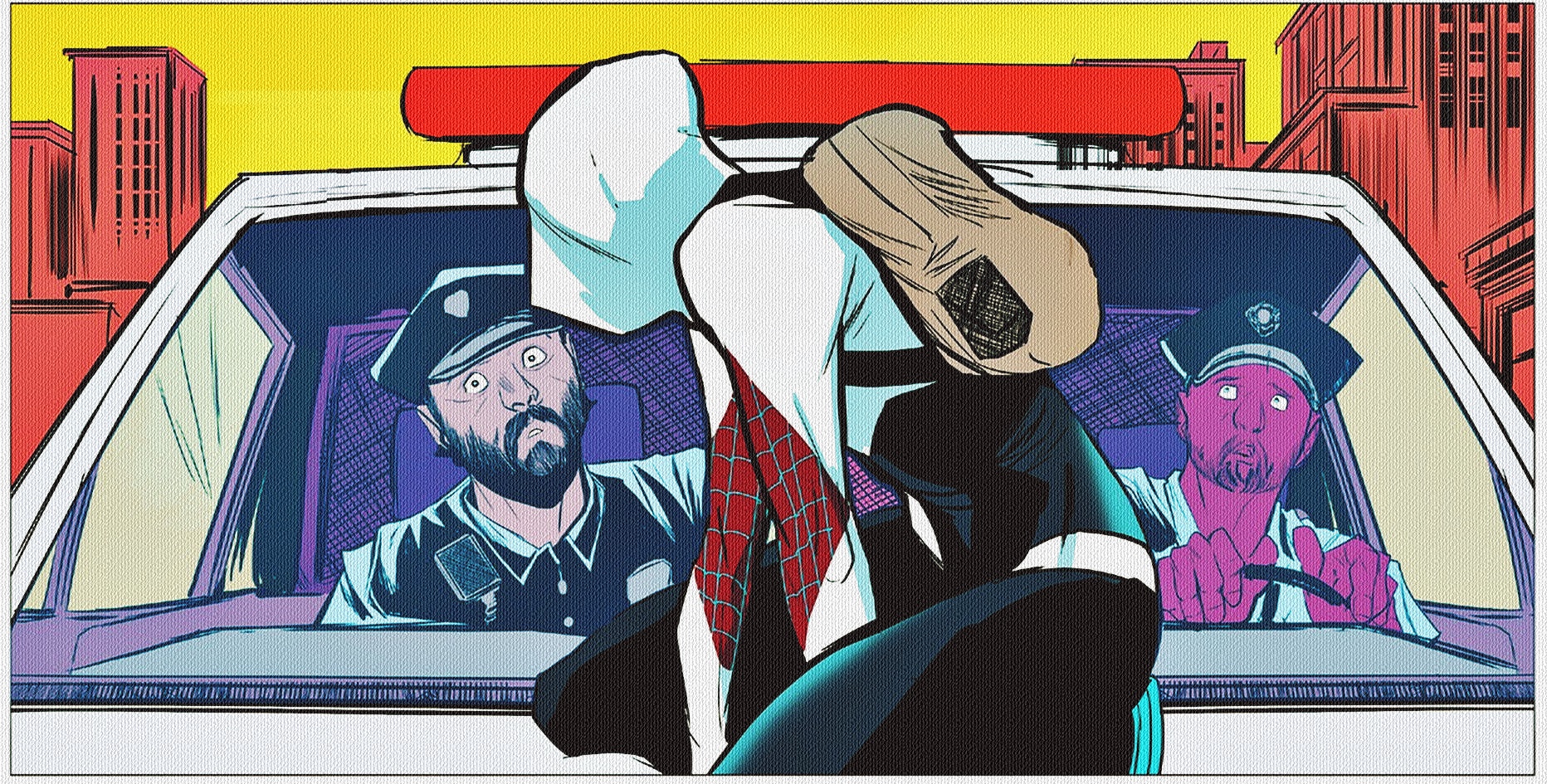 Gwen Stacy in a police car HD Wallpaper