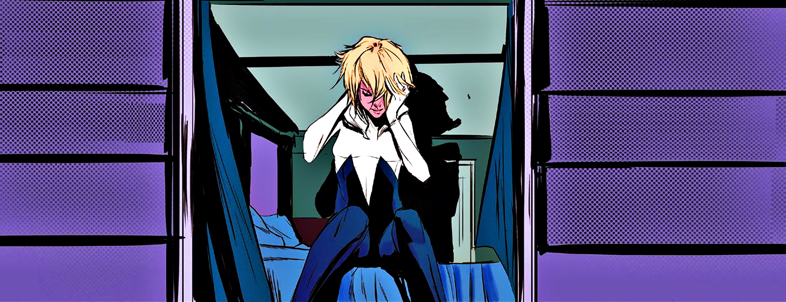 Gwen Stacy sitting on a bed HD Wallpaper