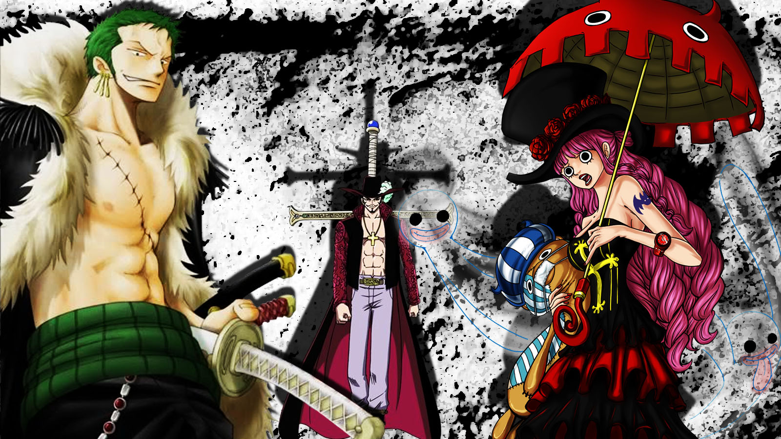 Roronoa Zoro, Dracule Mihawk, and Perona from One Piece HD Wallpaper