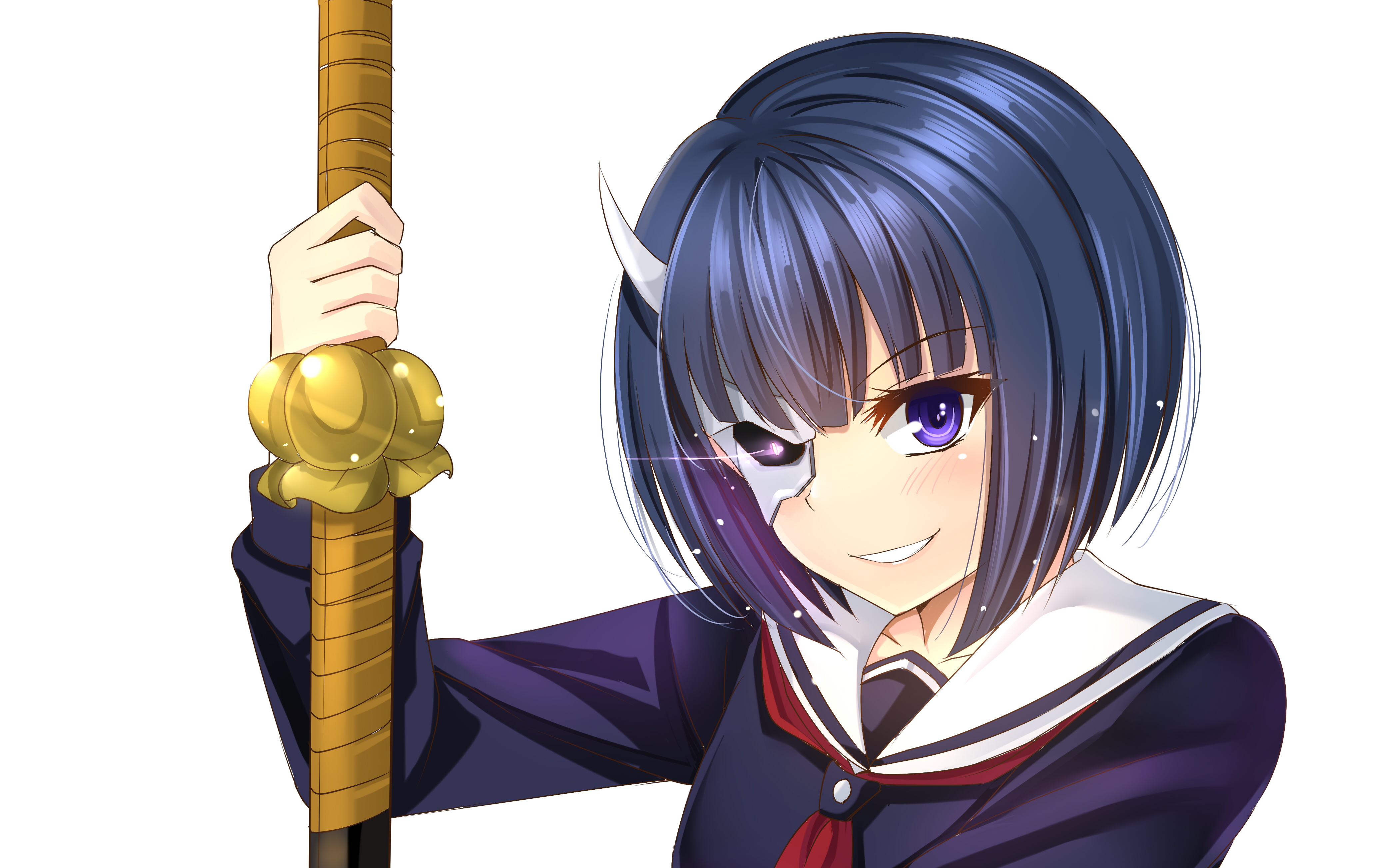 Rin Onigawara holding a staff HD Wallpaper