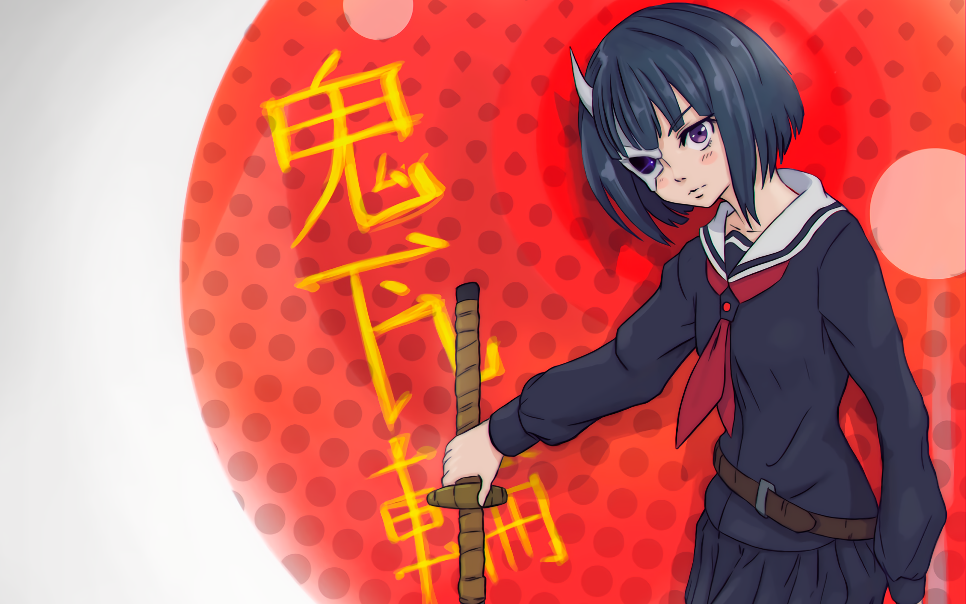 Rin Onigawara holding a sword HD Wallpaper