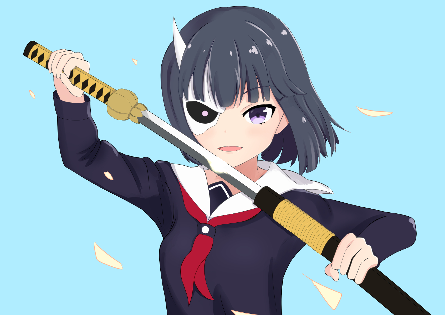 Rin Onigawara holding a katana HD Wallpaper