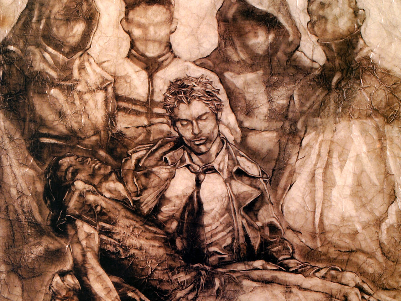 John Constantine holding a deceased person HD Wallpaper