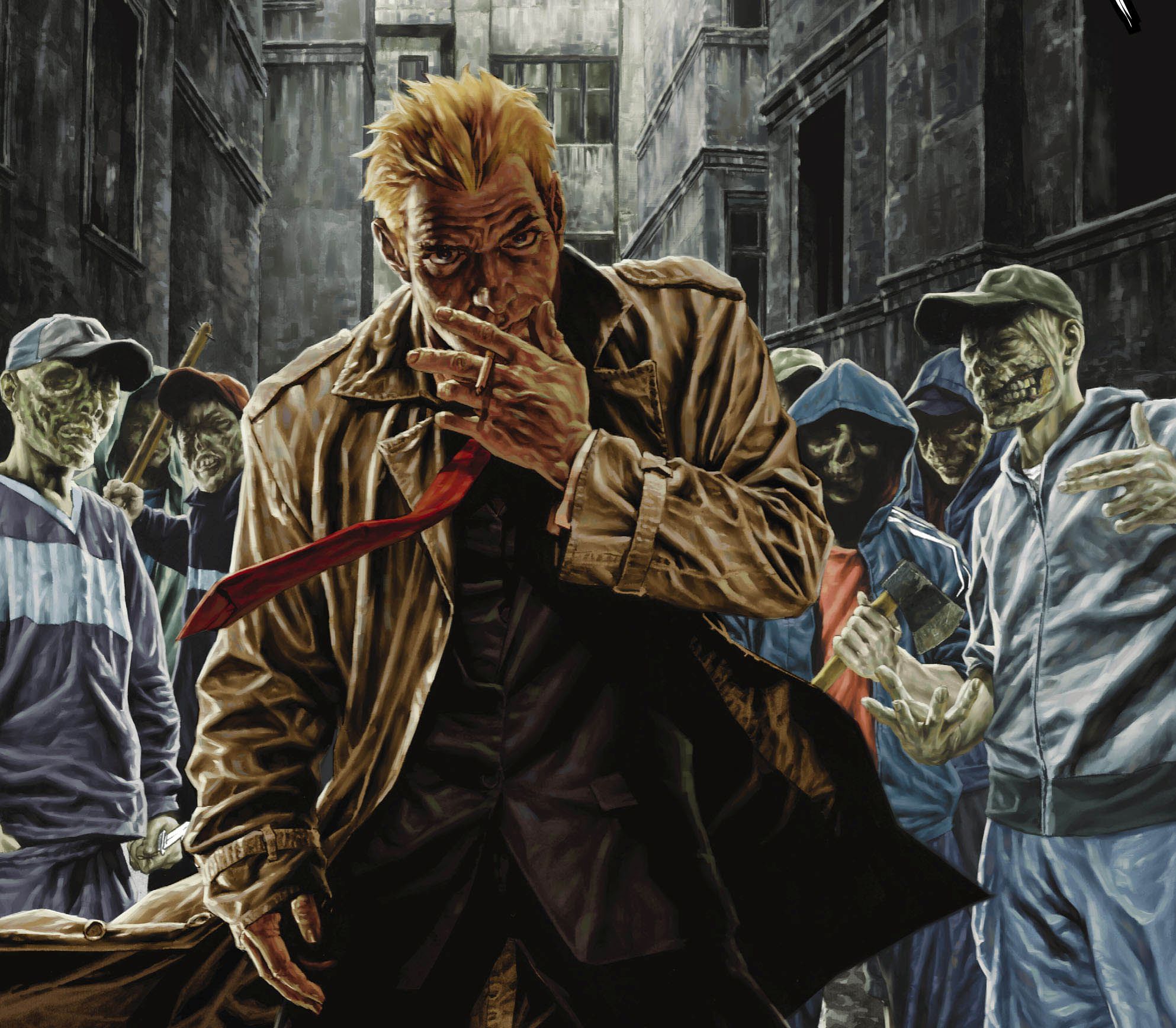 John Constantine surrounded by zombies HD Wallpaper