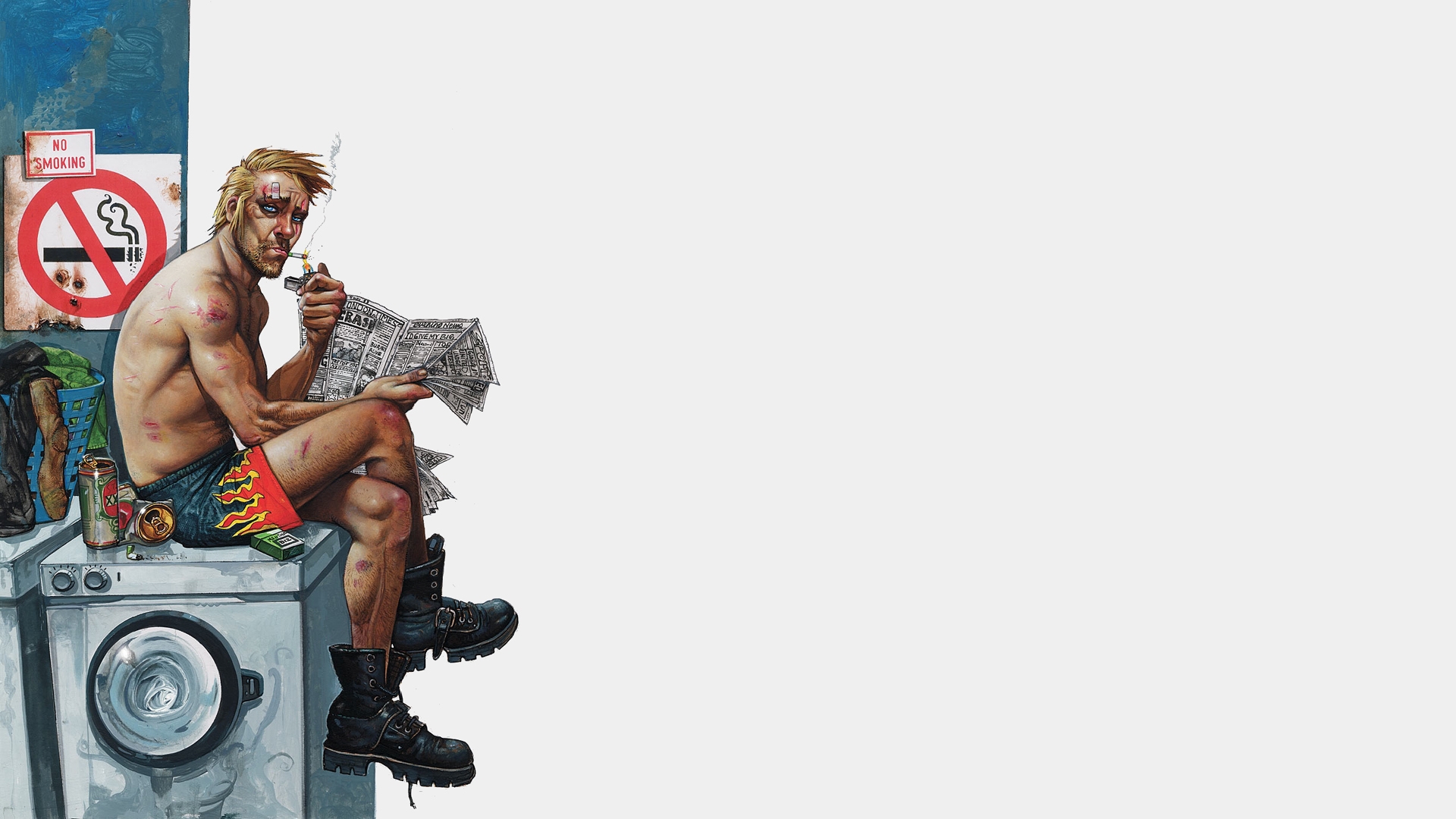 John Constantine sitting on a washing machine HD Wallpaper